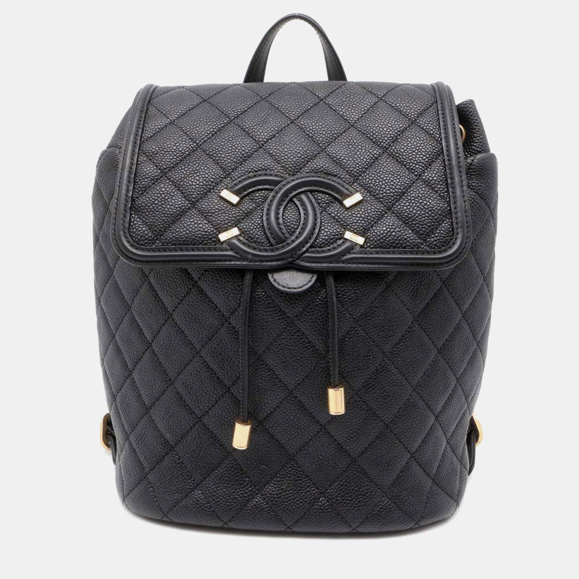 

Chanel Black Caviar Leather CC Filigree Backpack