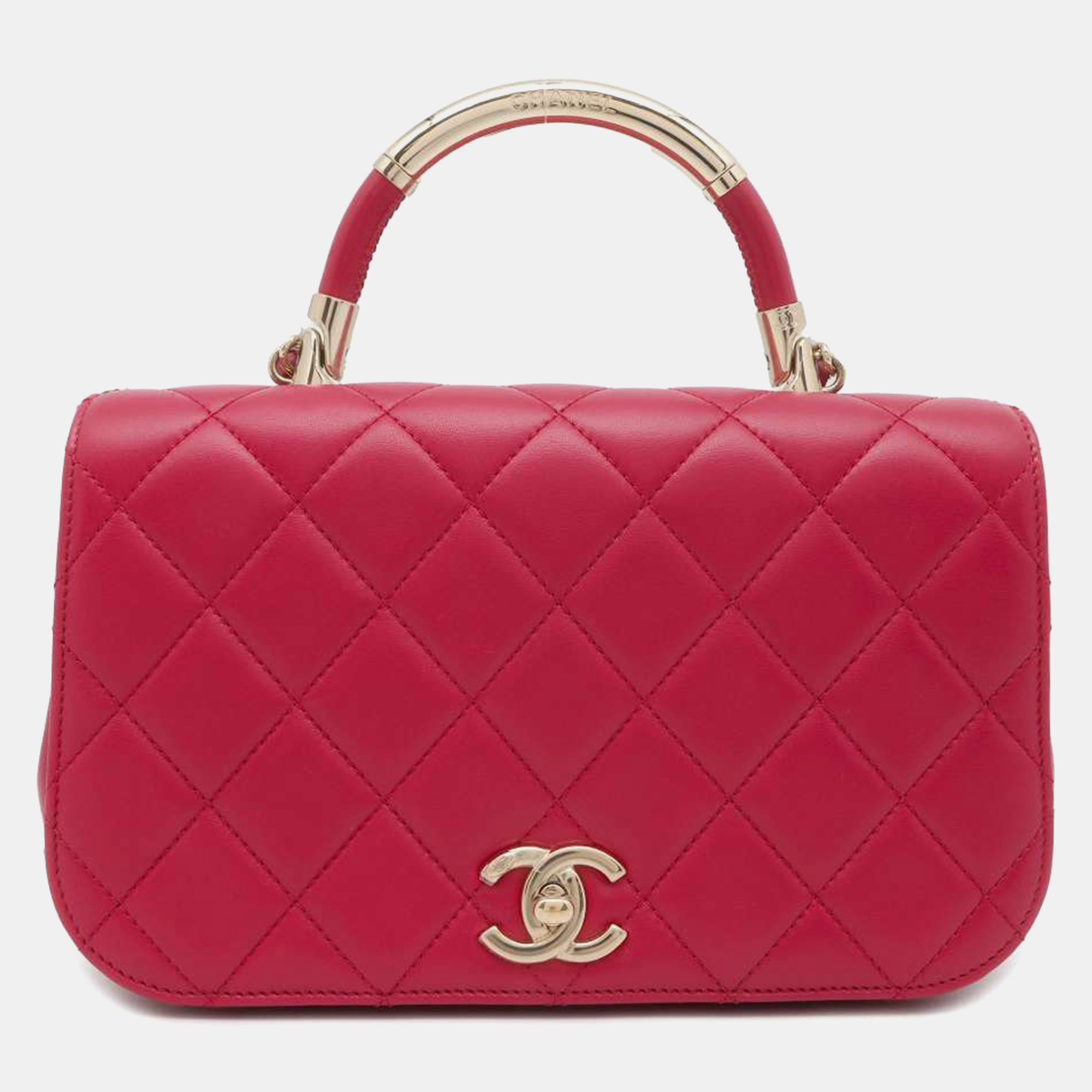 

Chanel Pink Lambskin Leather CC Top Handle Bag