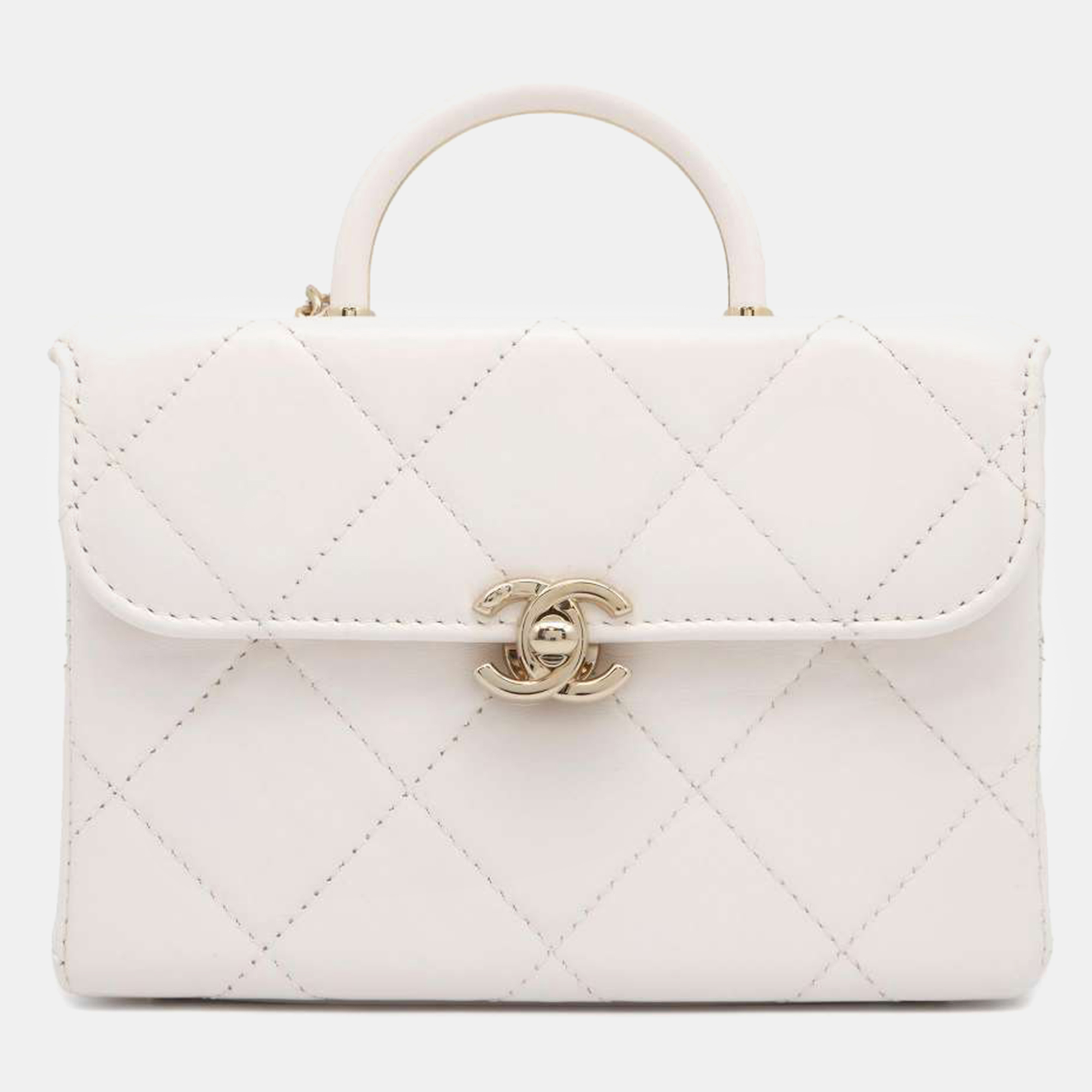 

Chanel White Leather Top handle Flap Bag