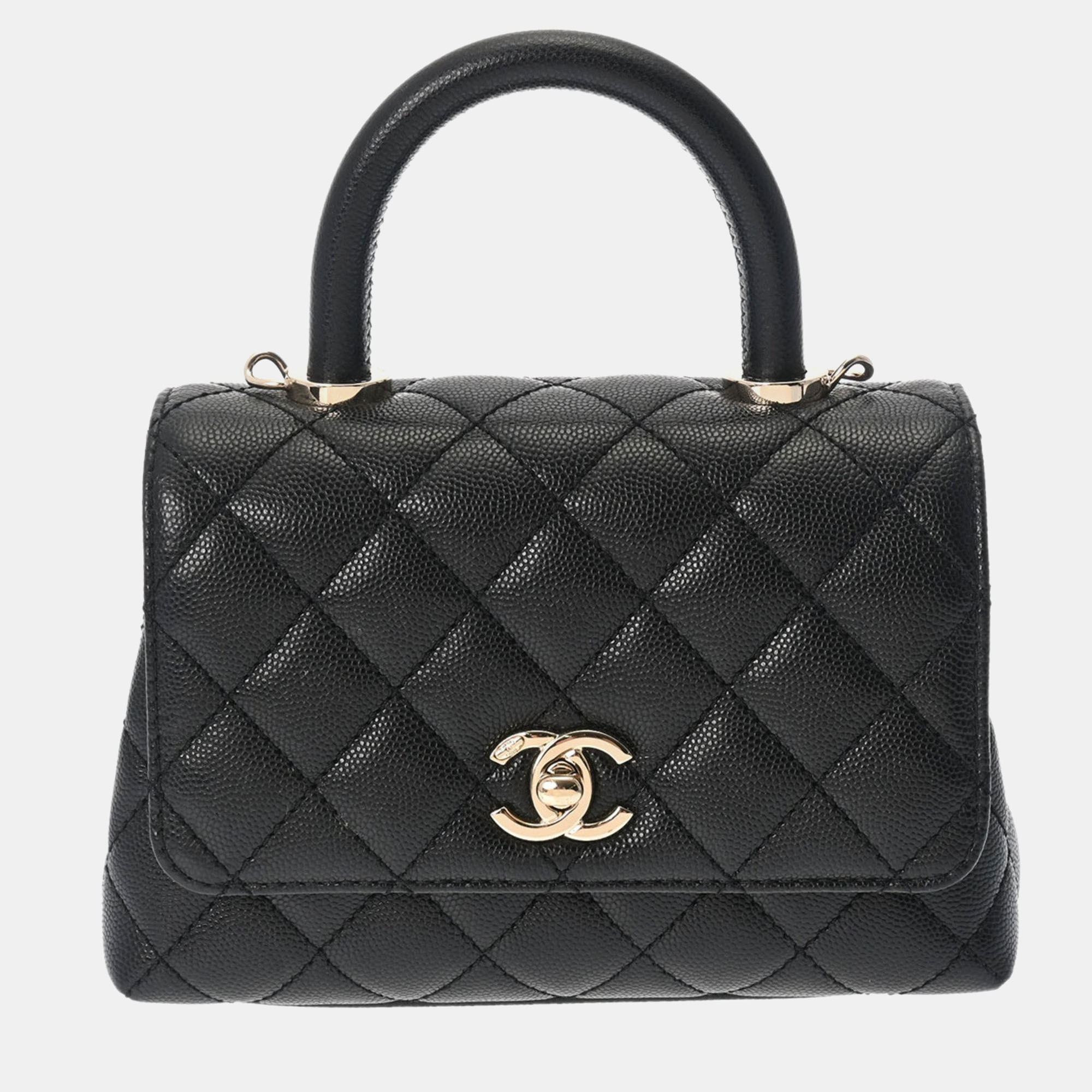 

Chanel Black Leather Extra Mini Coco Handle Top Handle Bag