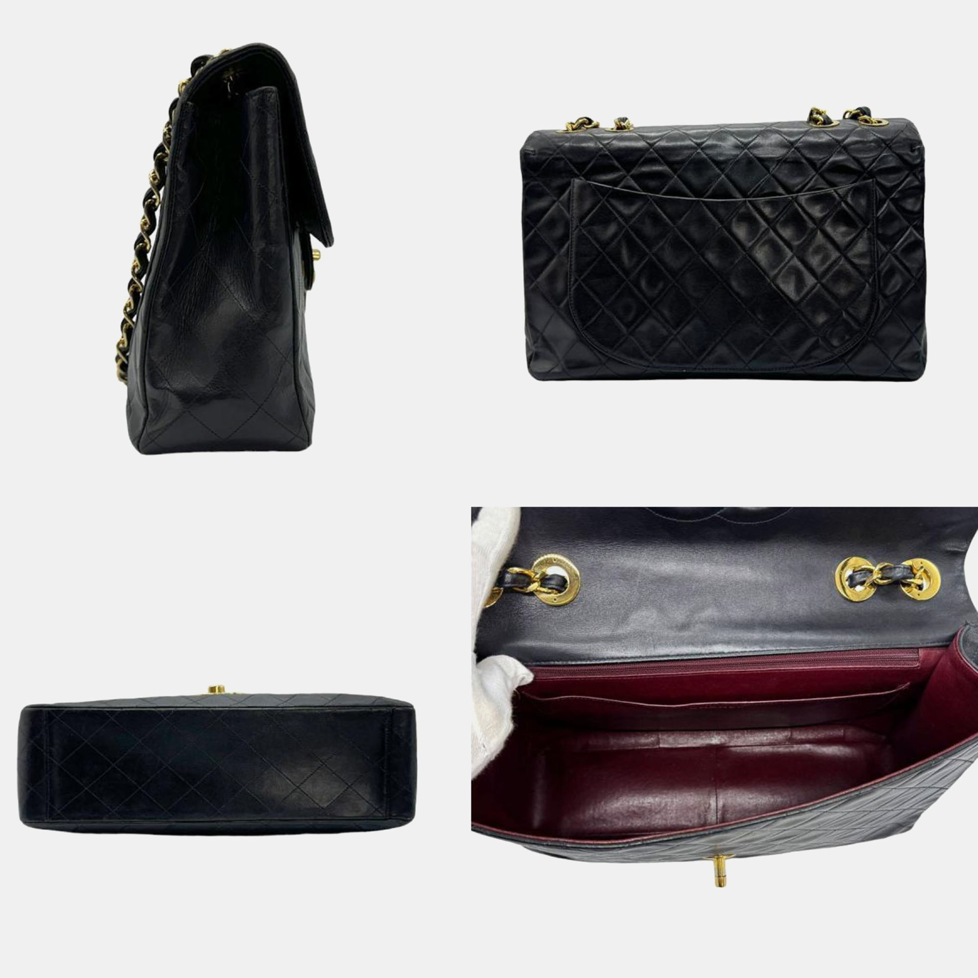 Chanel Black Quilted Leather  Classic Single Flap Shoulder Bag 