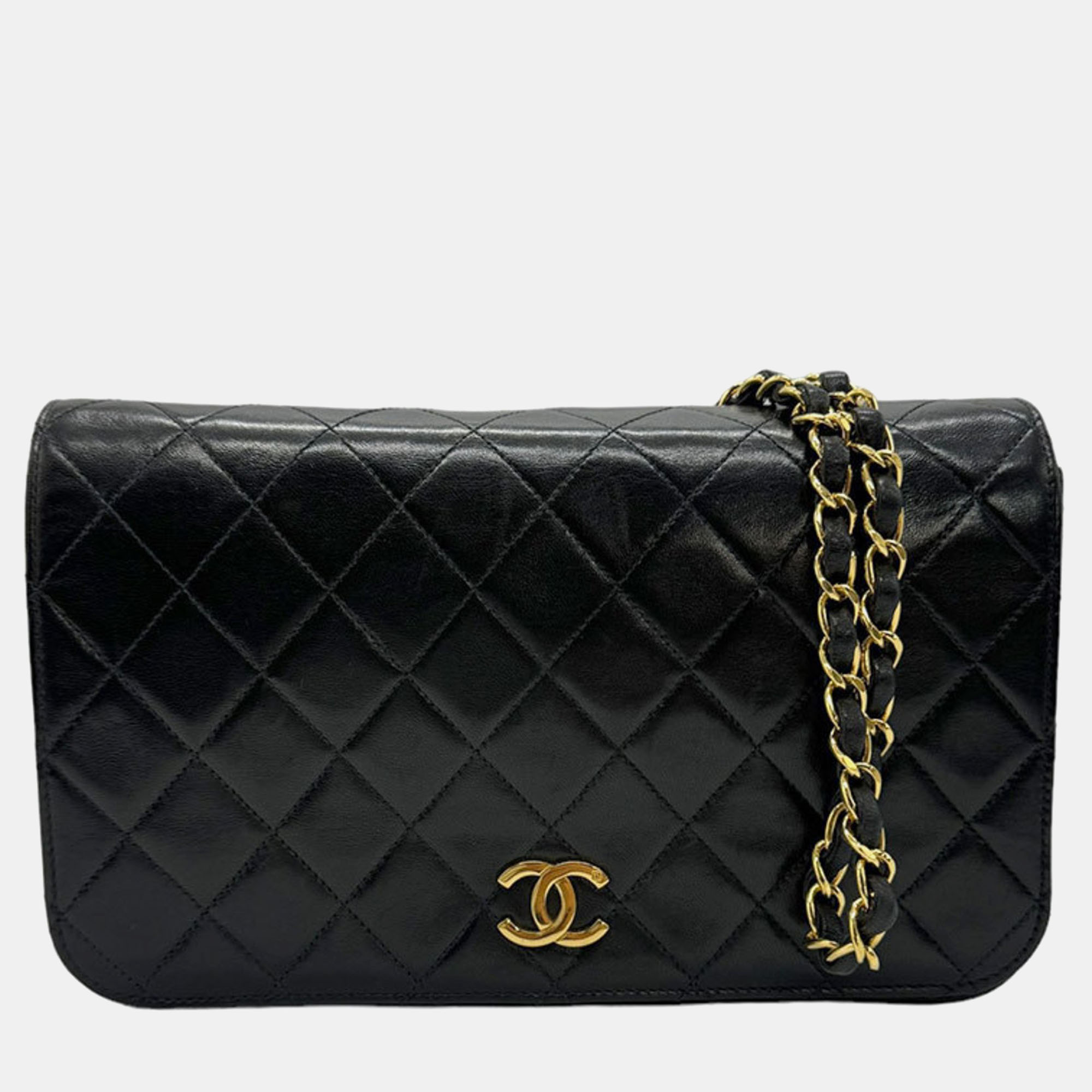 

Chanel Black Leather CC Matelasse Full Flap Bag