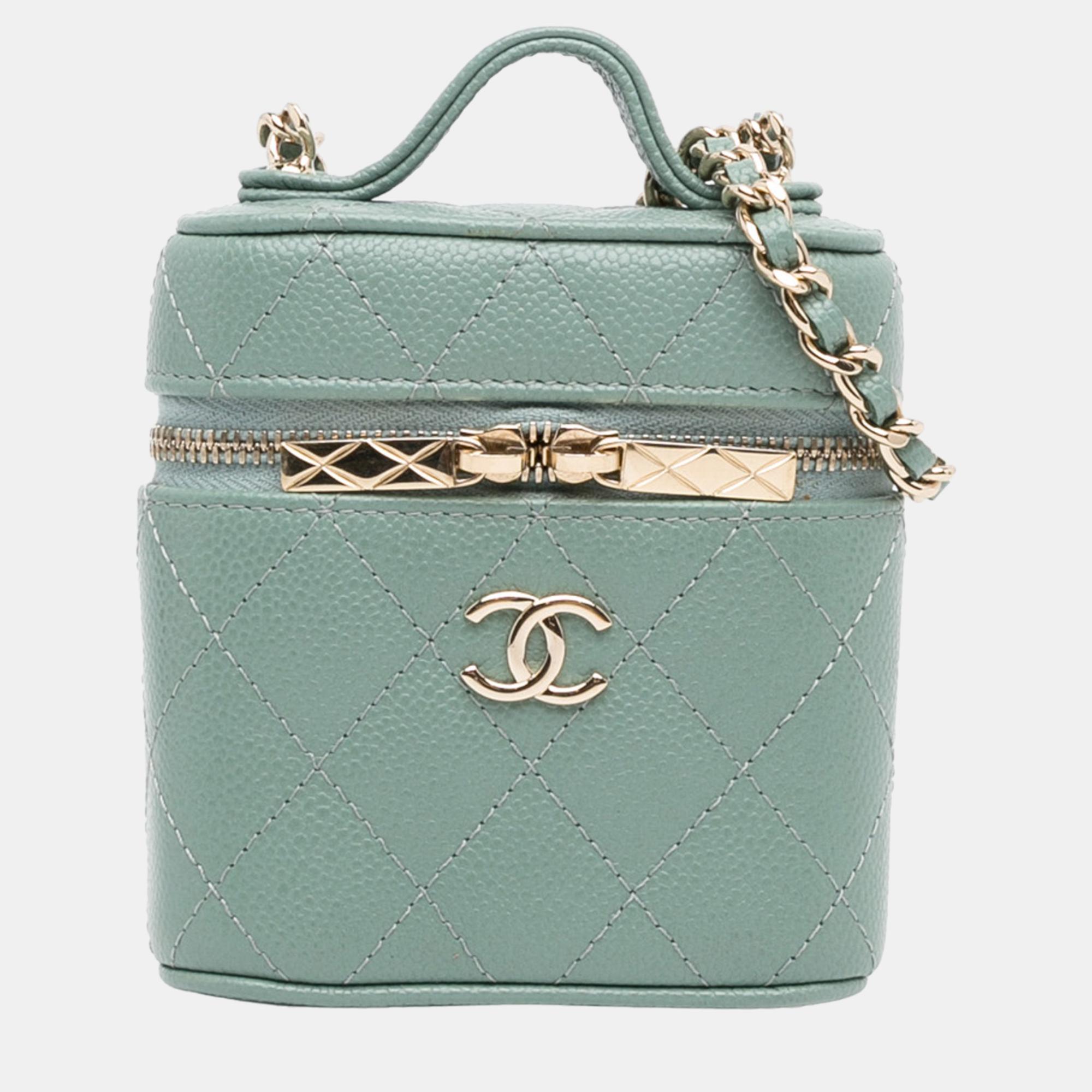 

Chanel Green Mini CC Caviar Vanity Case