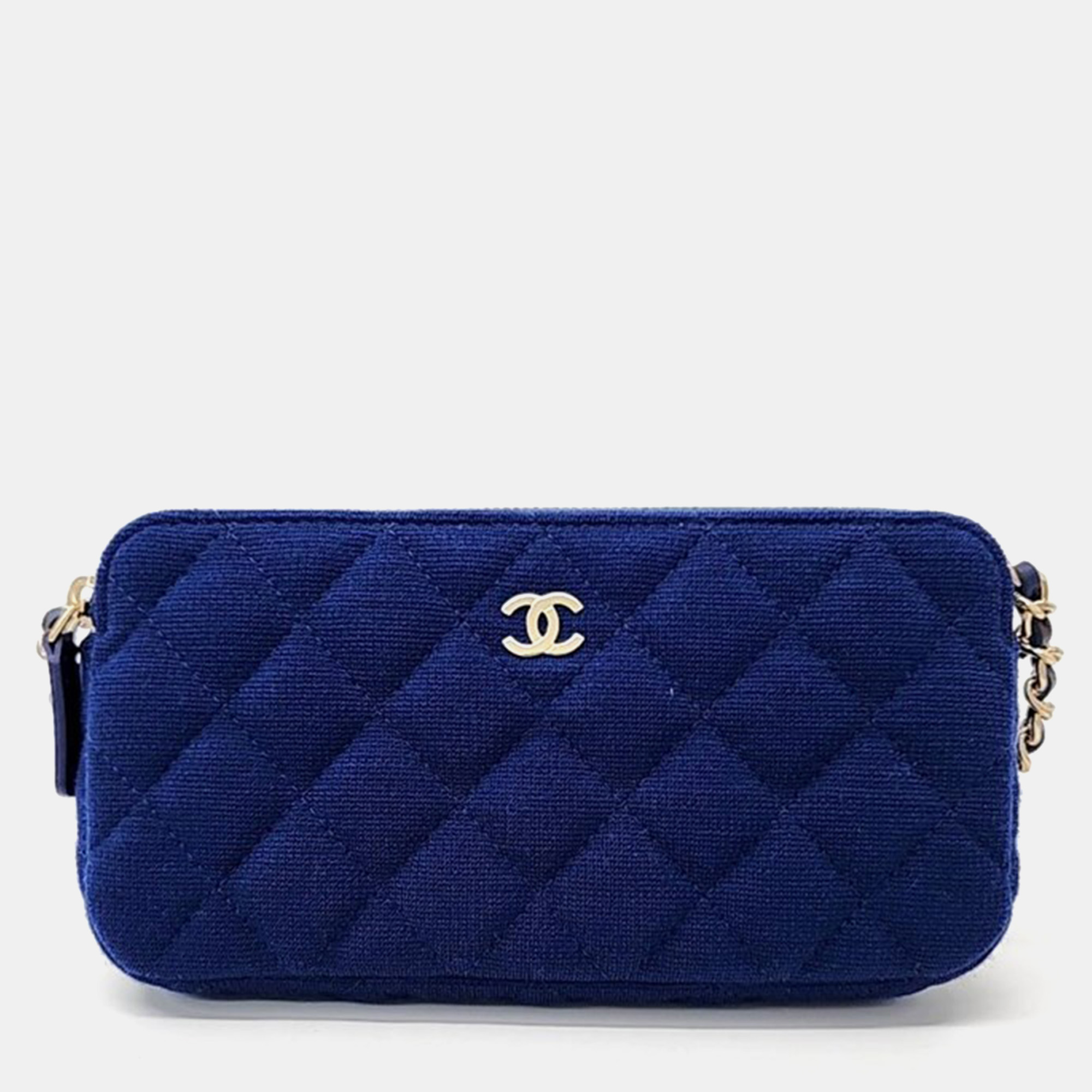 Pre-owned Chanel Chain Crossbody Bag In Blue