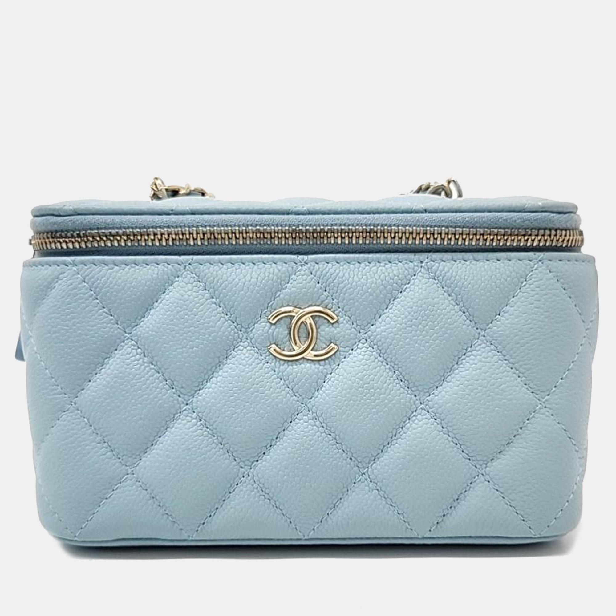 Pre-owned Chanel Caviar Small Vanity Crossbody Bag In Blue