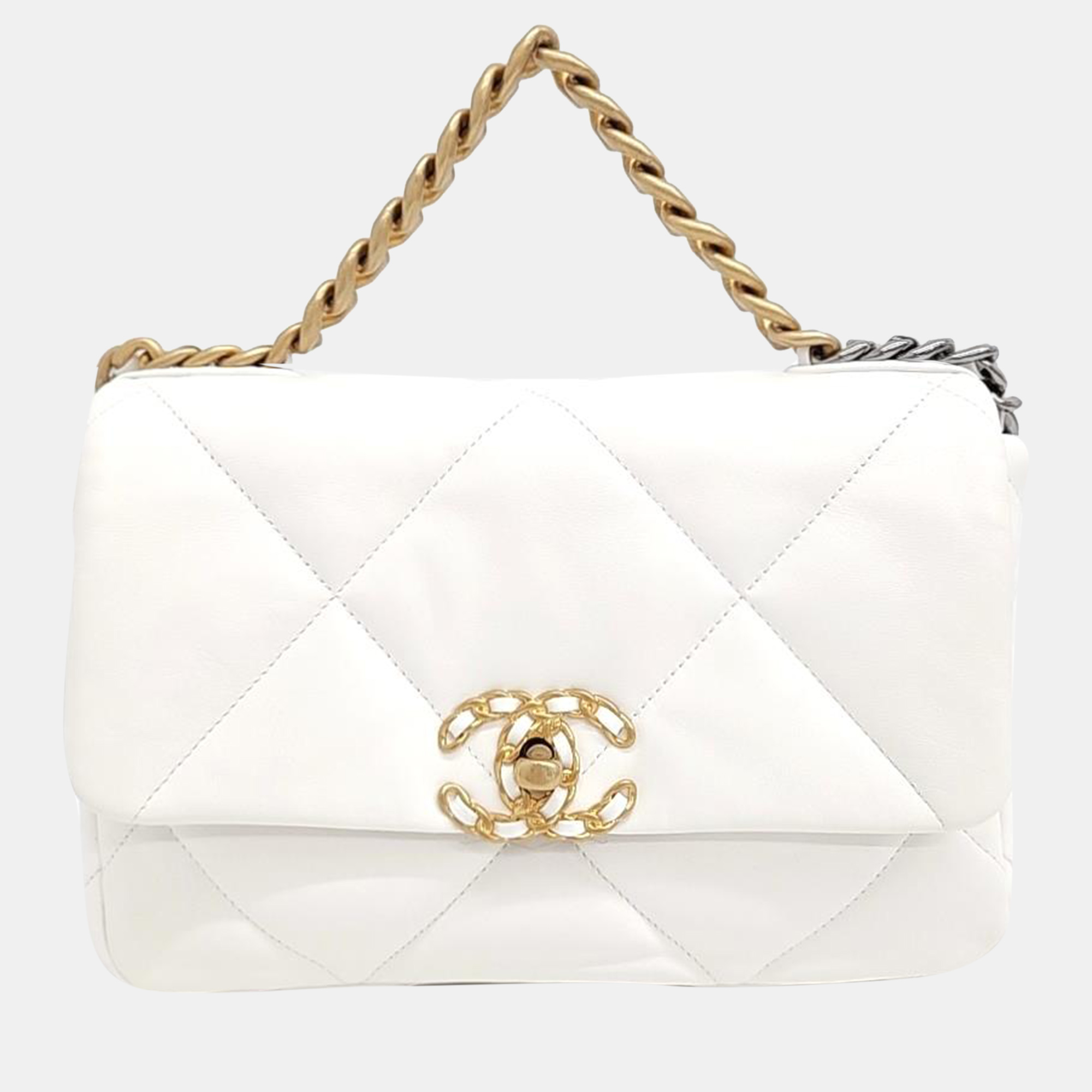 

Chanel 19 Small Flap Bag, White