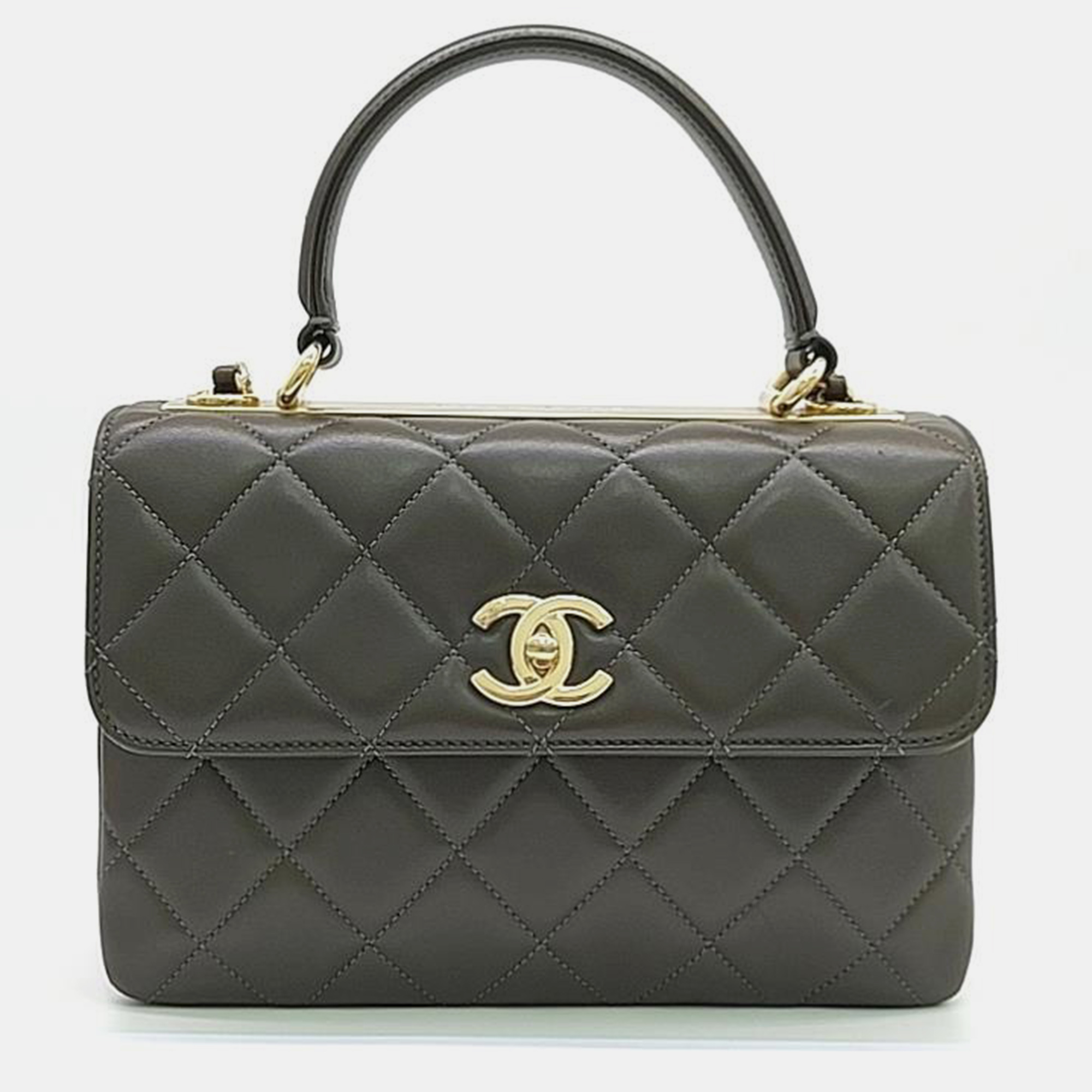 Pre-owned Chanel Lambskin Trendy Cc Small Bag In Green