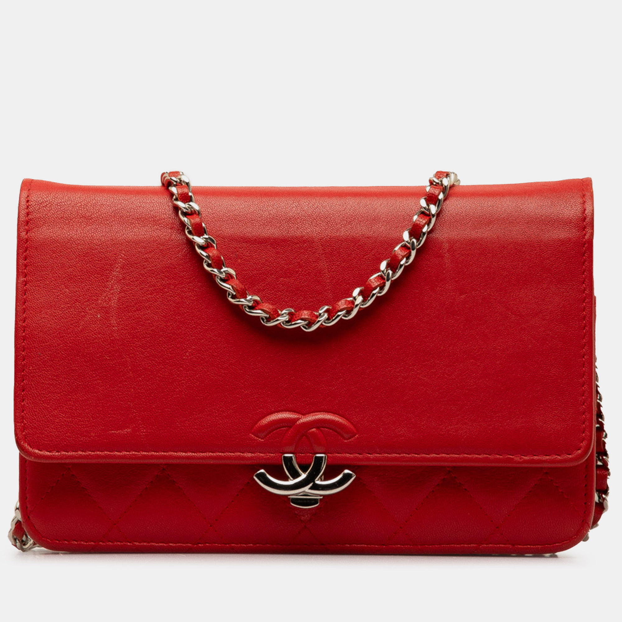 

Chanel CC Lambskin Wallet on Chain, Red