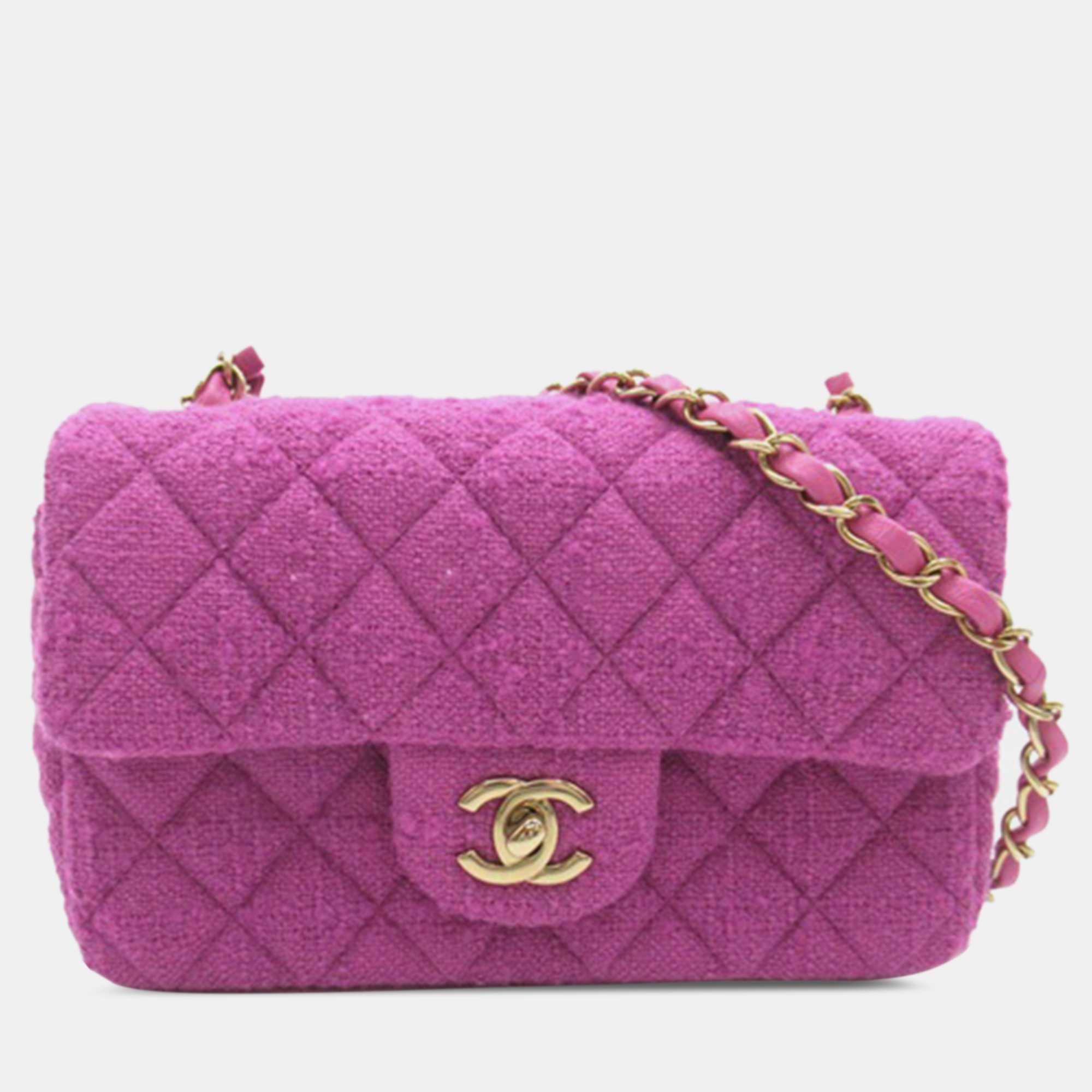 

Chanel Mini Classic Rectangular Tweed Flap Bag, Purple