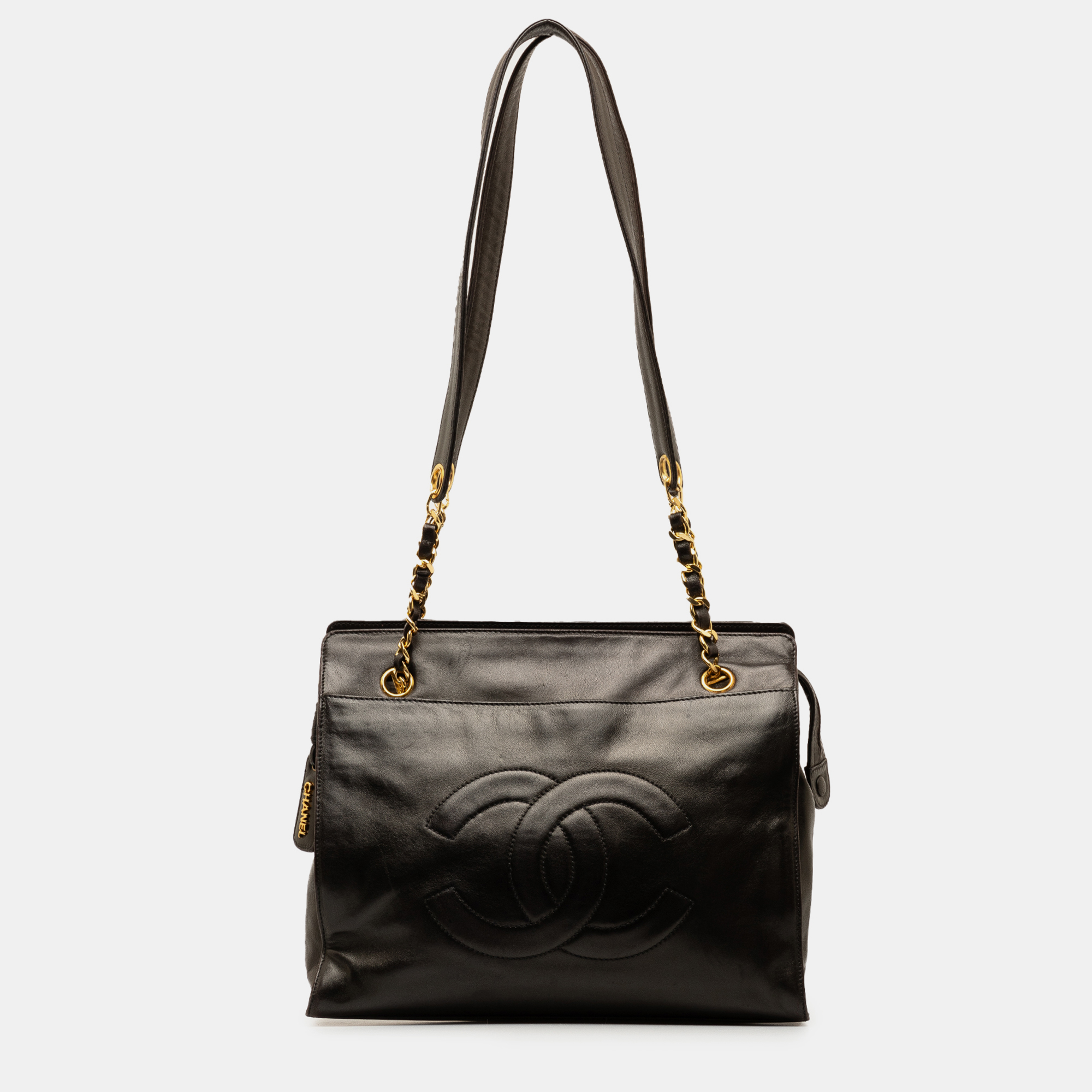 

Chanel CC Lambskin Chain Tote, Black