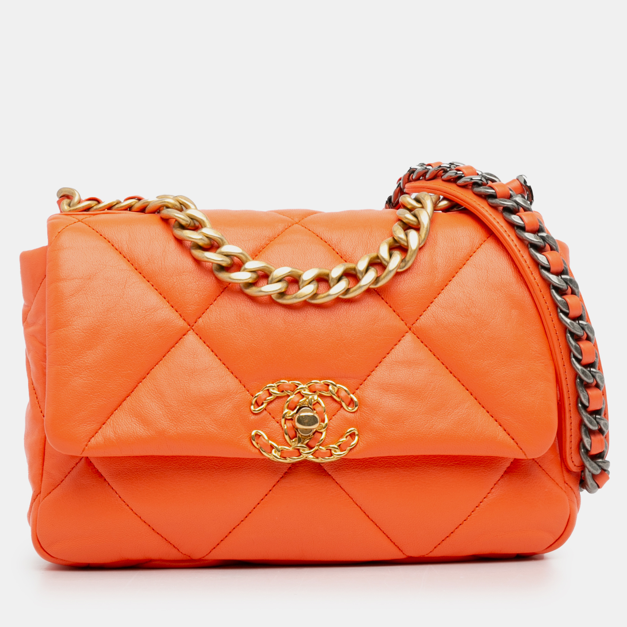 

Chanel Medium Lambskin 19 Flap, Orange