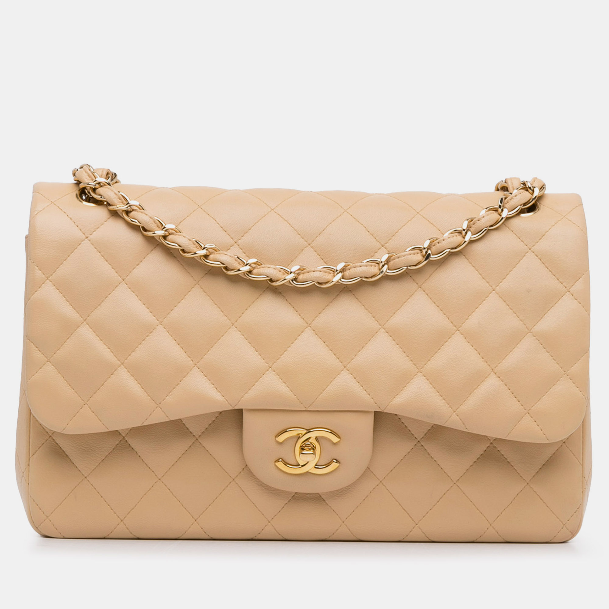 

Chanel Jumbo Classic Lambskin Double Flap, Beige
