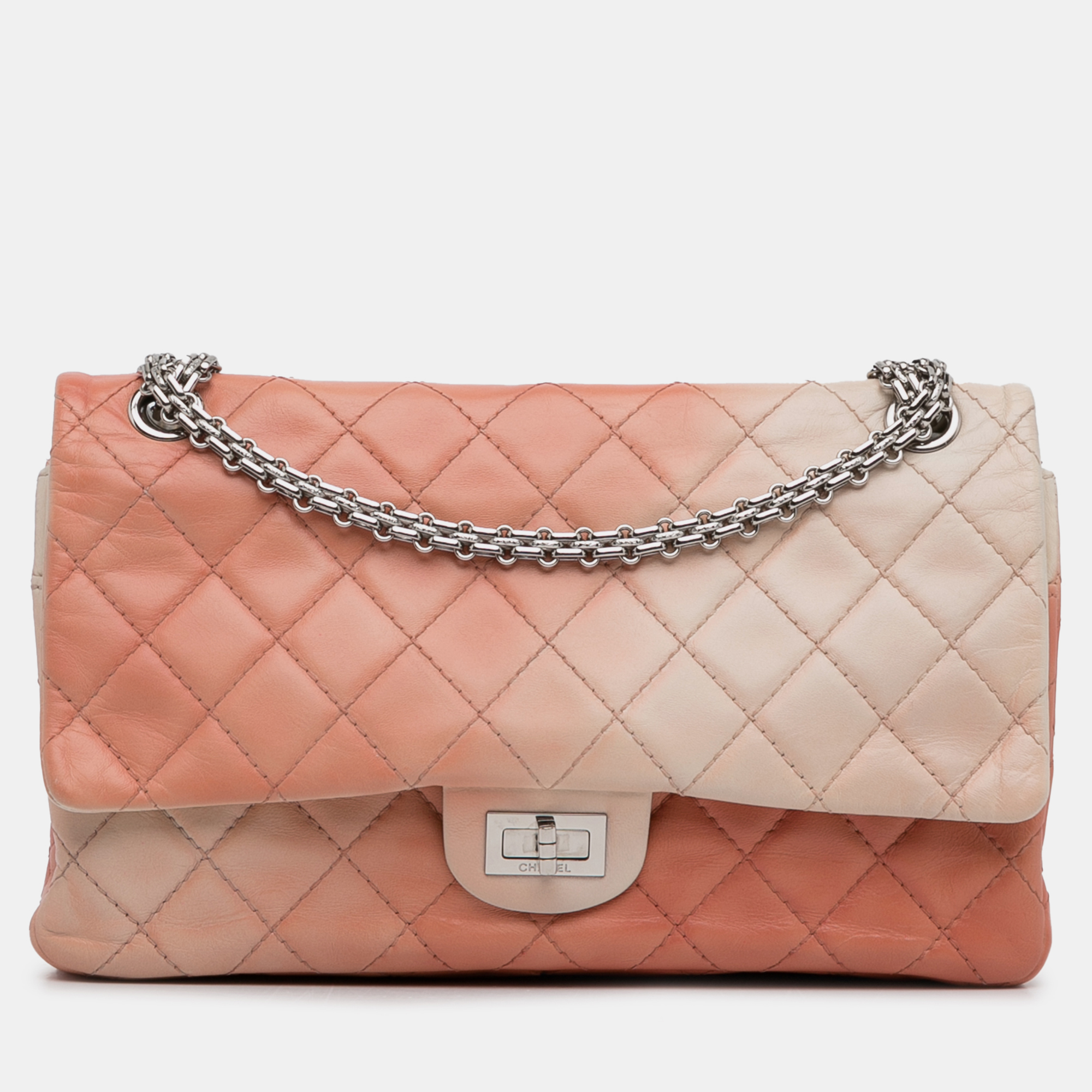 Pre-owned Chanel Ombre Reissue 225 Double Flap In Orange