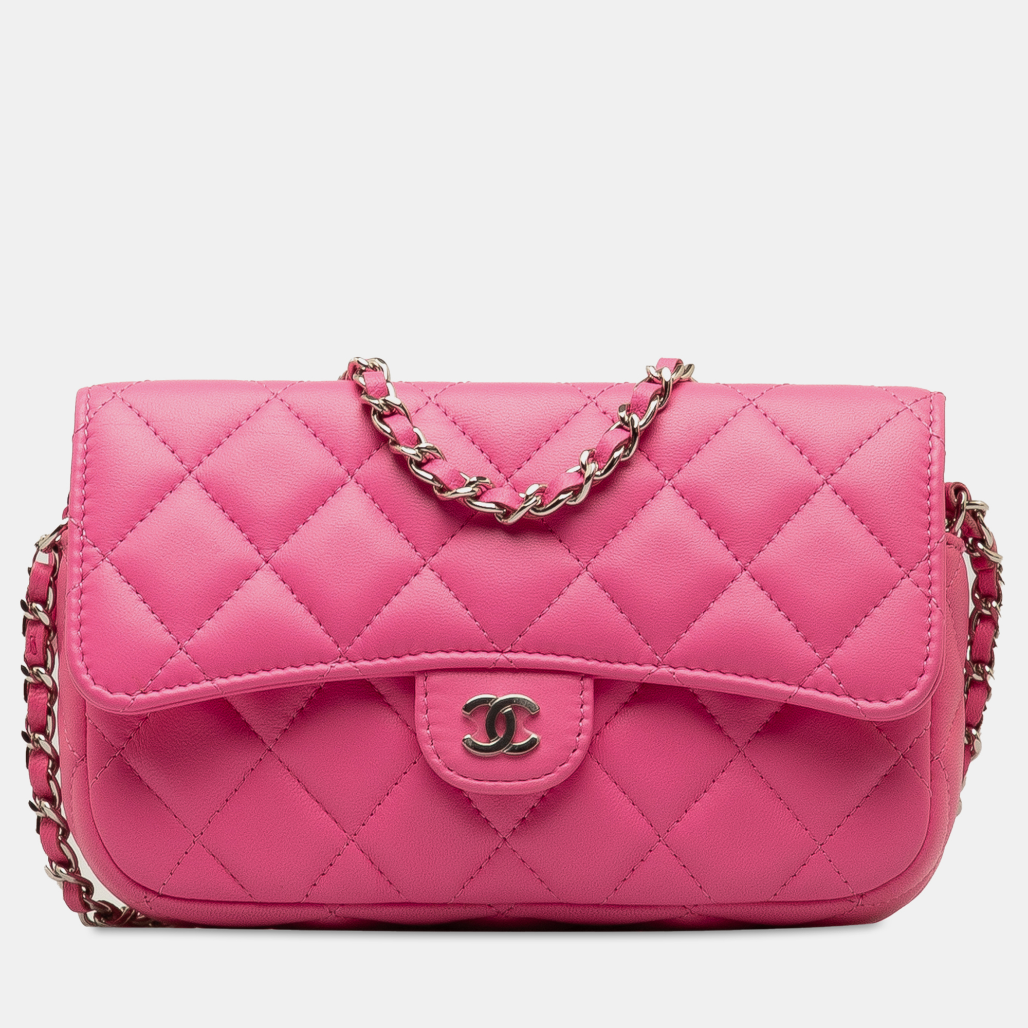 

Chanel CC Quilted Lambskin Flap Phone Case on Chain, Pink