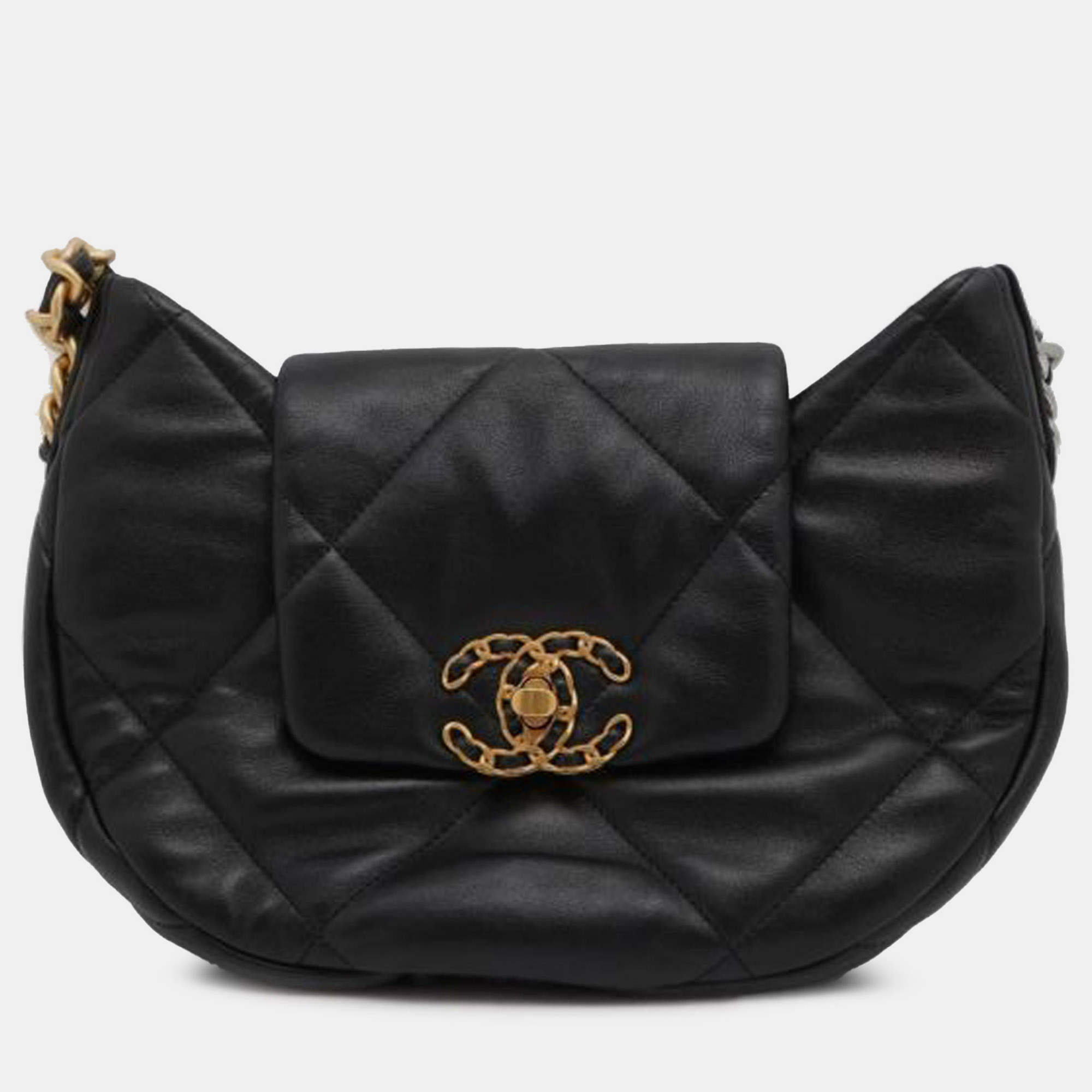 

Chanel Lambskin 19 Chain Hobo, Black