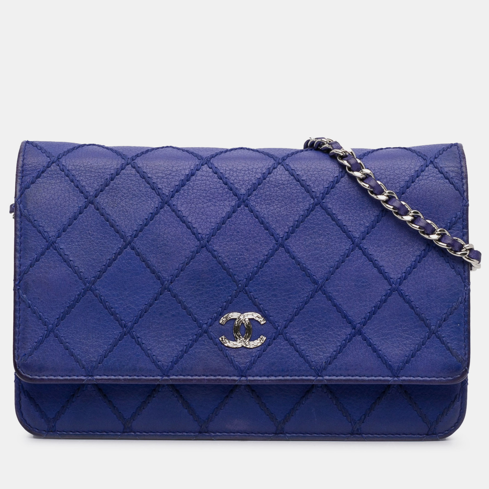 

Chanel CC Lambskin Wild Stitch Wallet on Chain, Blue