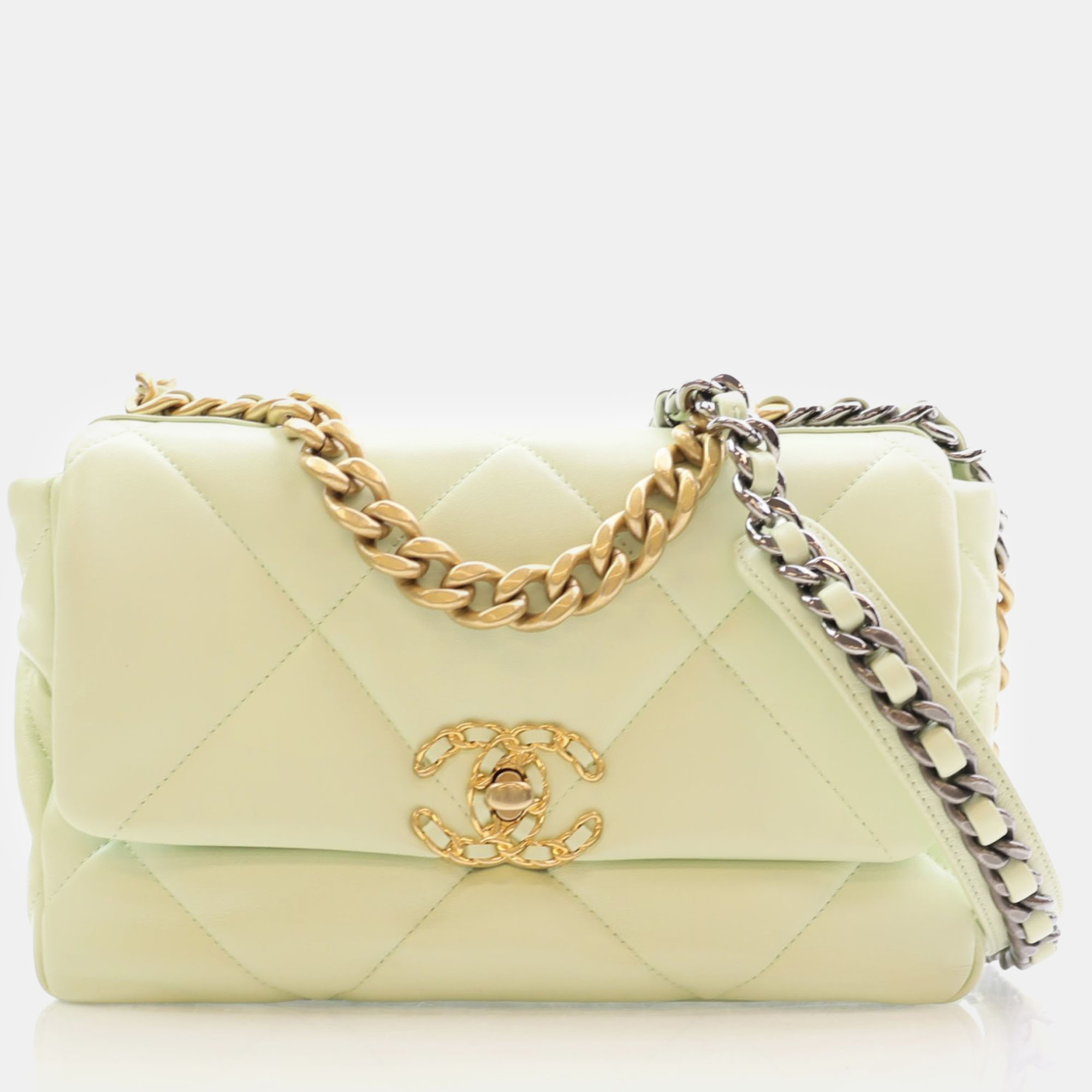 

Chanel Beige Leather  Shoulder Bag, Green