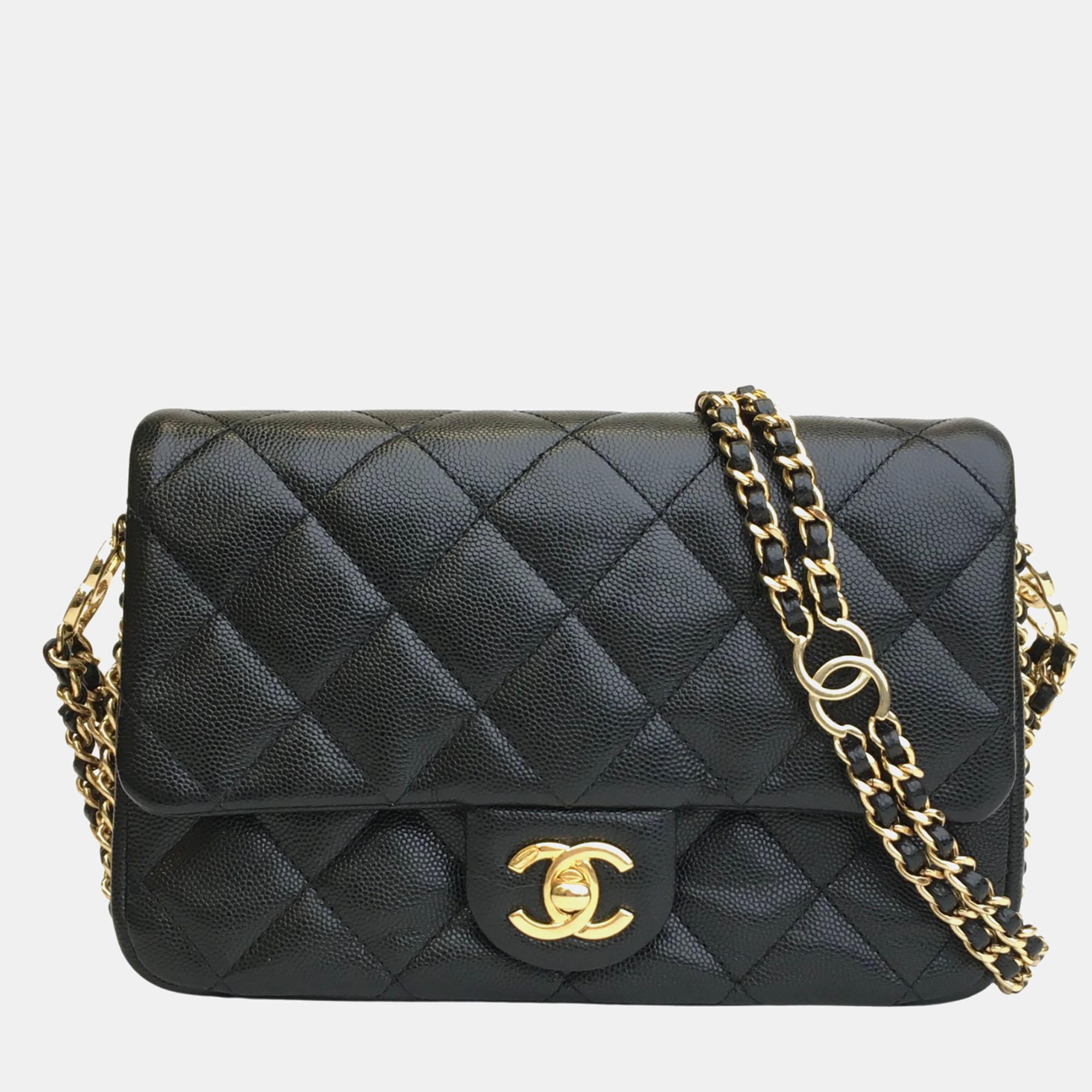 

Chanel Black Caviar Quilted Small CC You Flap Bag