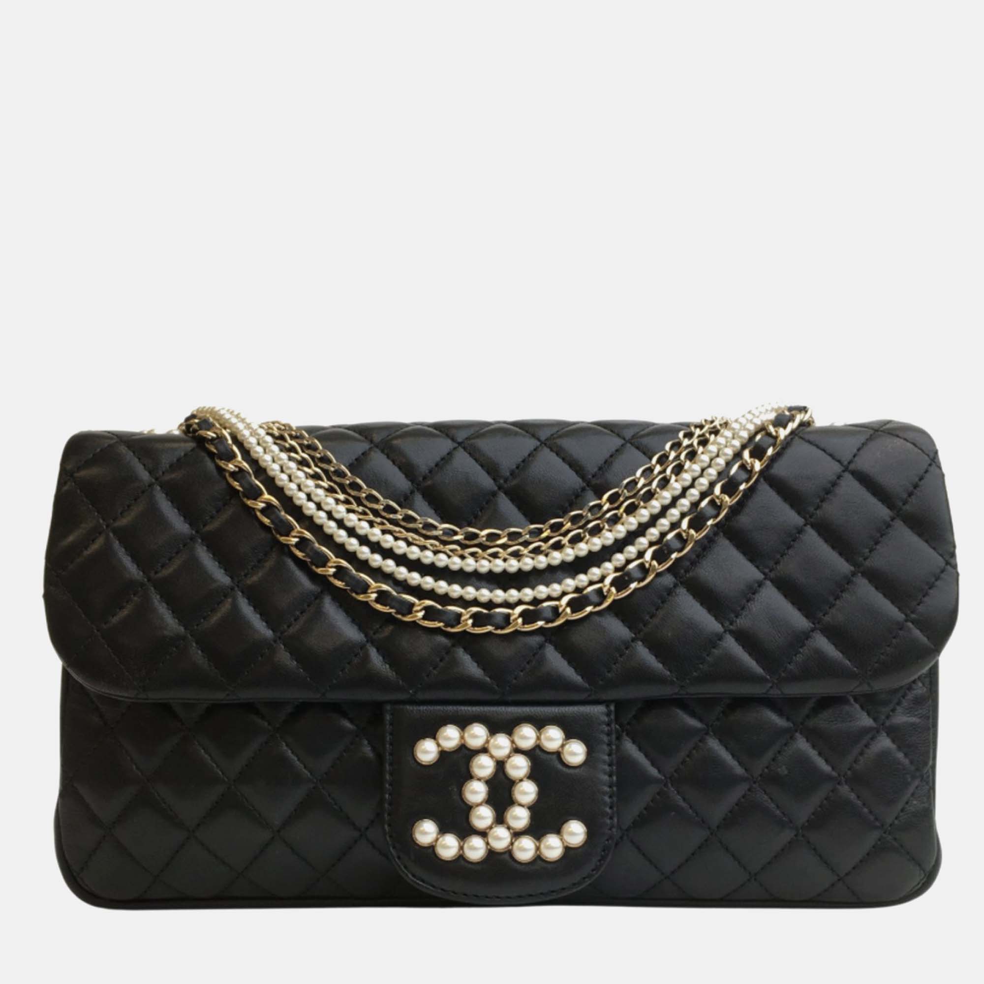 

Chanel Black Lambskin Medium Westminster Pearl Flap Bag