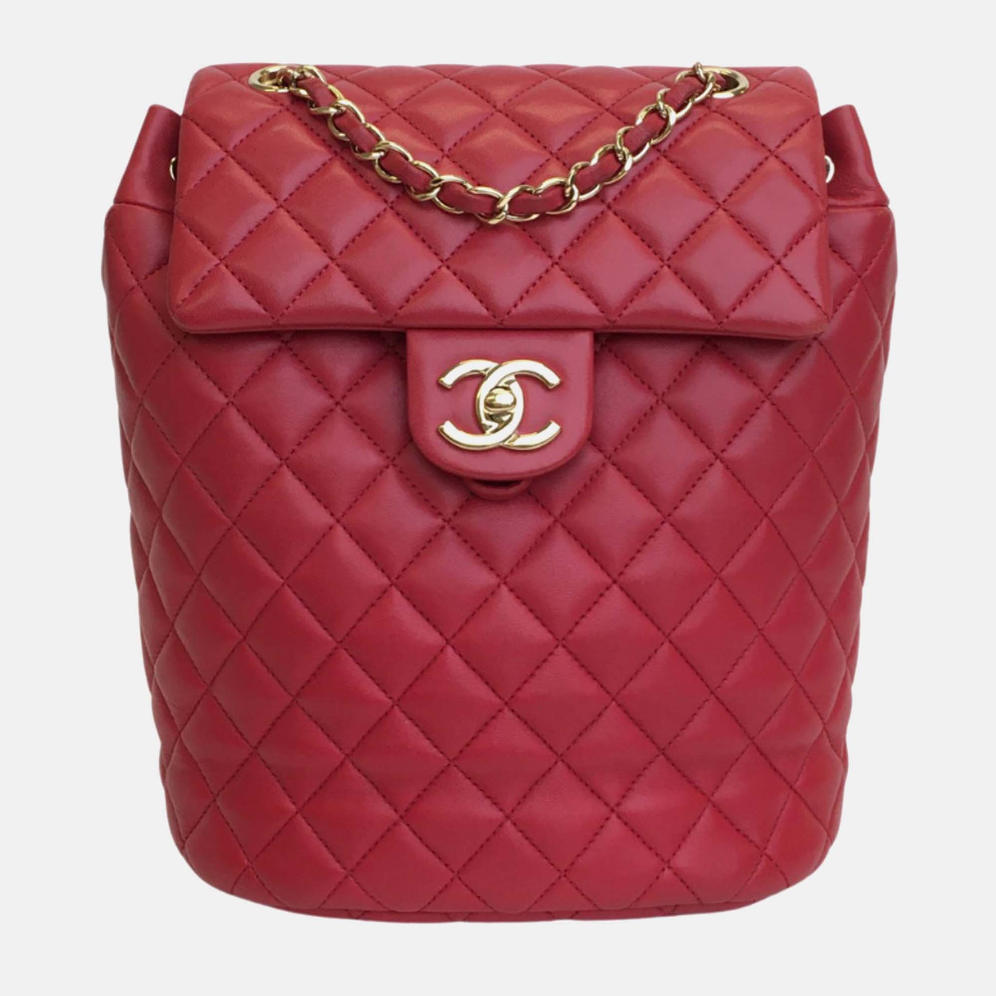 

Chanel Red Leather  Urban Spirit Backpacks