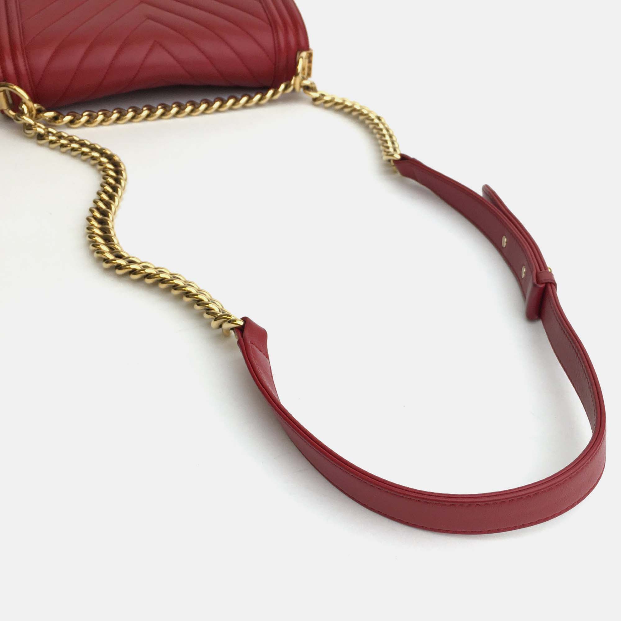 Chanel Red Leather Medium Boy Shoulder Bags 