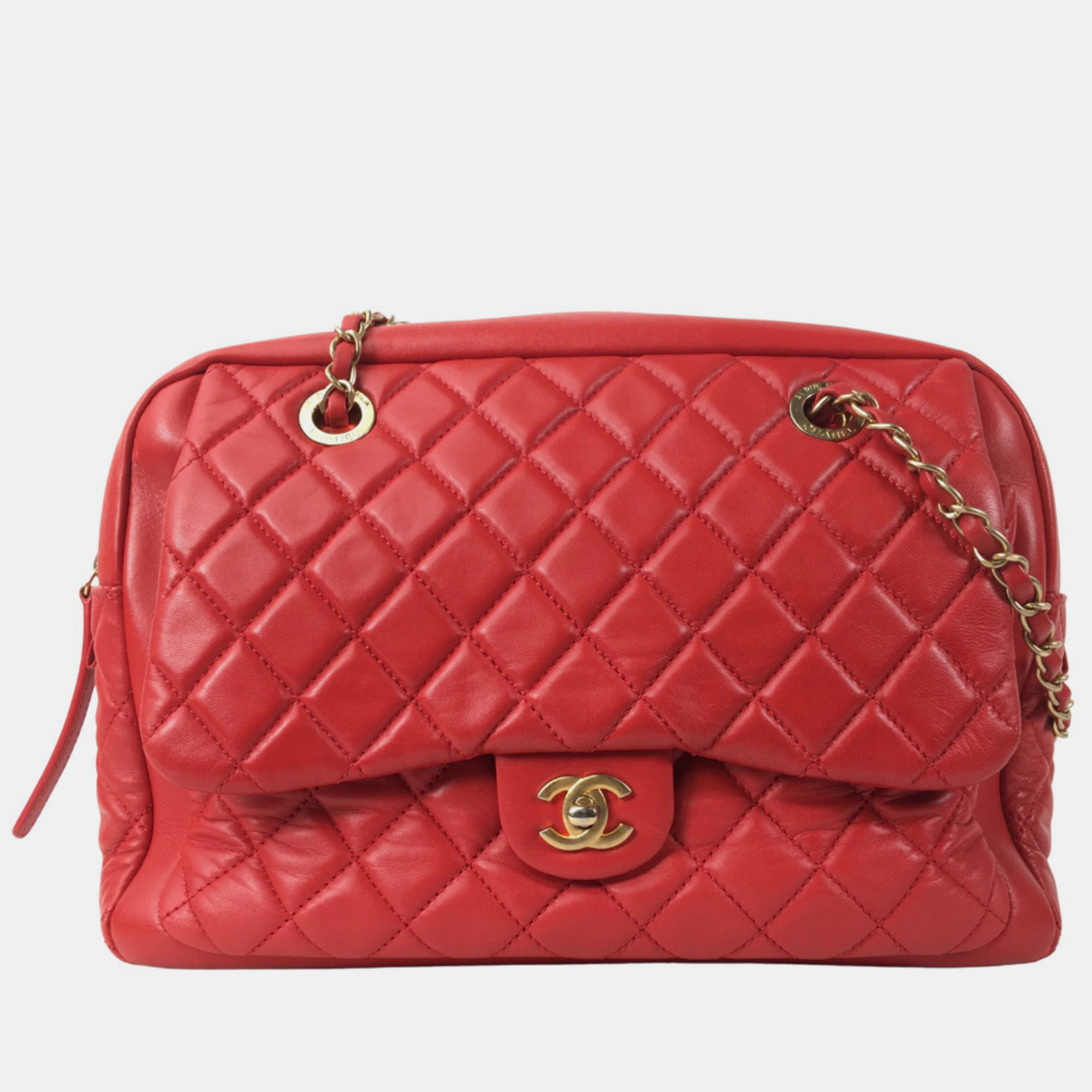 

Chanel Red Lambskin CC Shoulder Bag