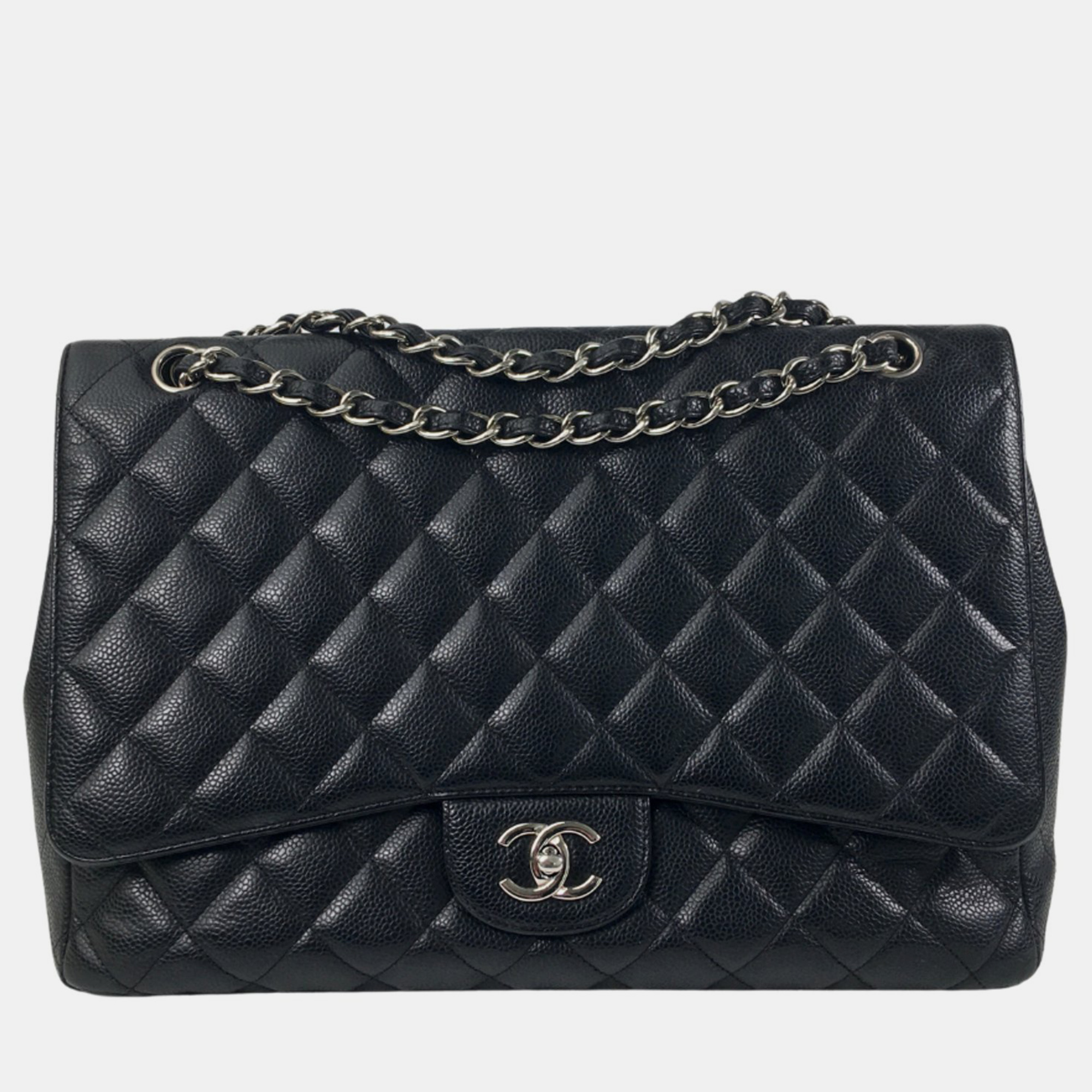 

Chanel Black Caviar Leather Maxi Classic Double Flap Shoulder Bag
