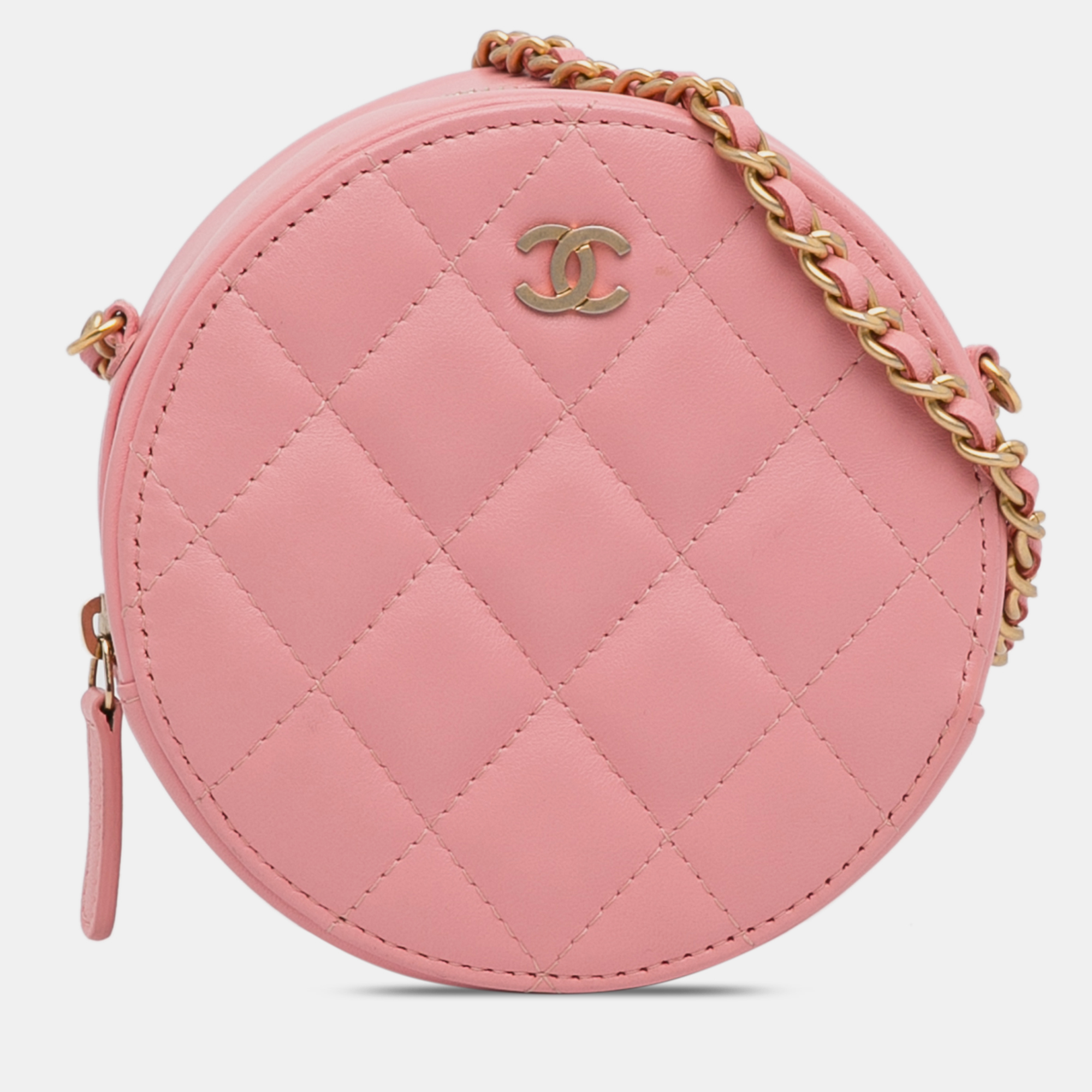 

Chanel CC Quilted Lambskin Round Crossbody, Pink