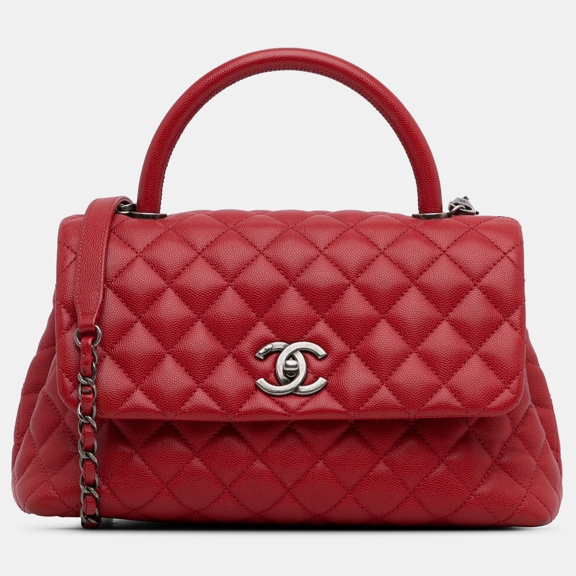 

Chanel Medium Caviar Coco Top Handle Bag, Red