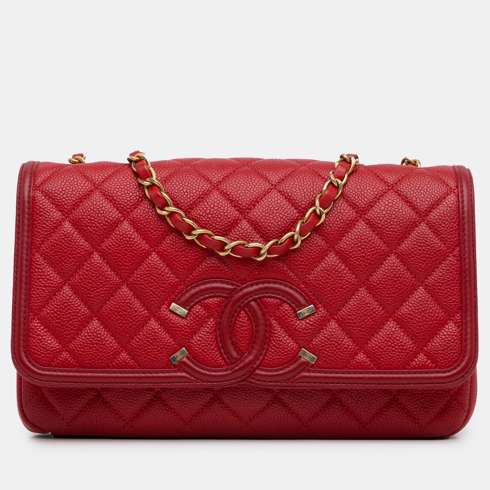 

Chanel Medium Caviar CC Filigree Flap, Red