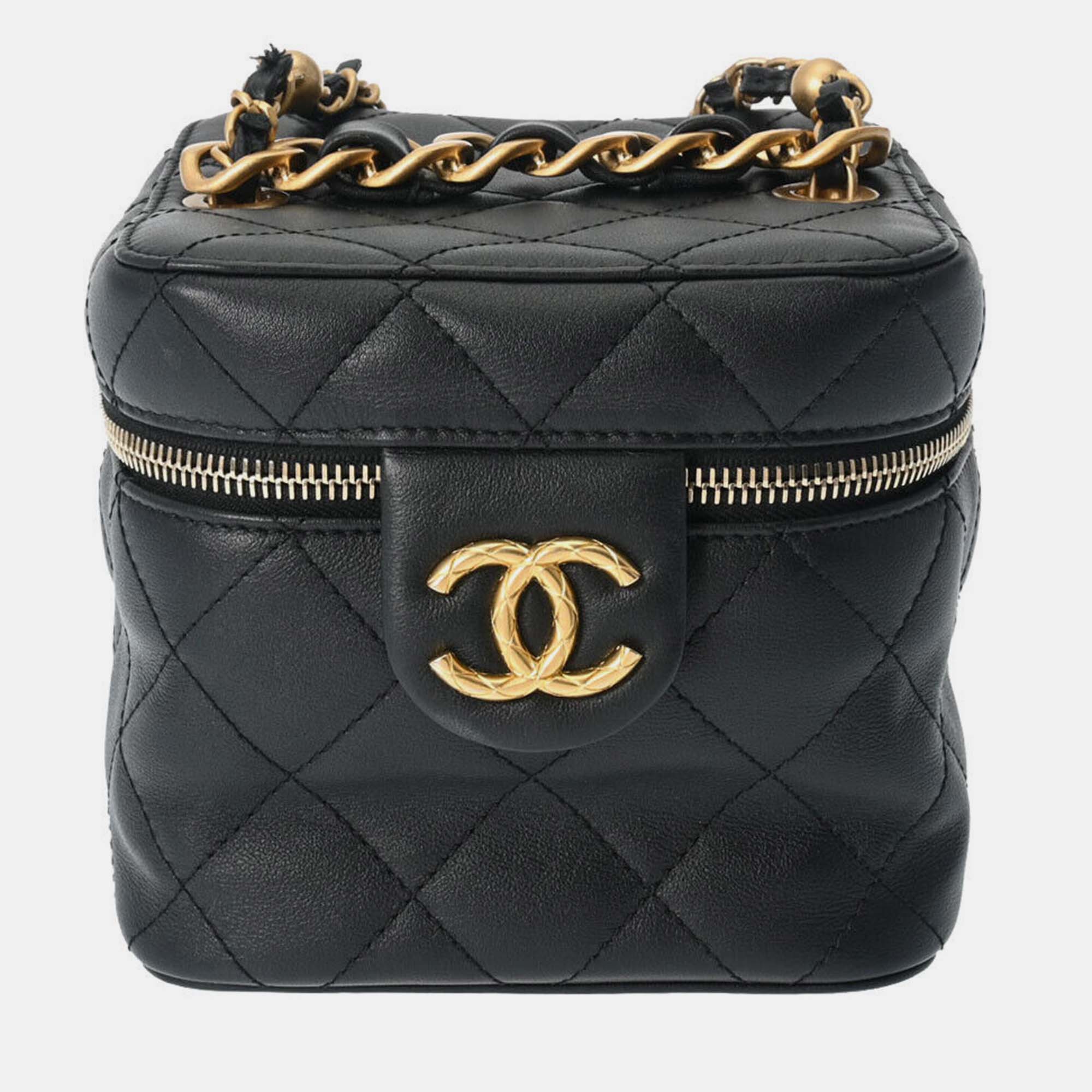 

Chanel Black Leather Small Vanity Chain Shoulder Bag