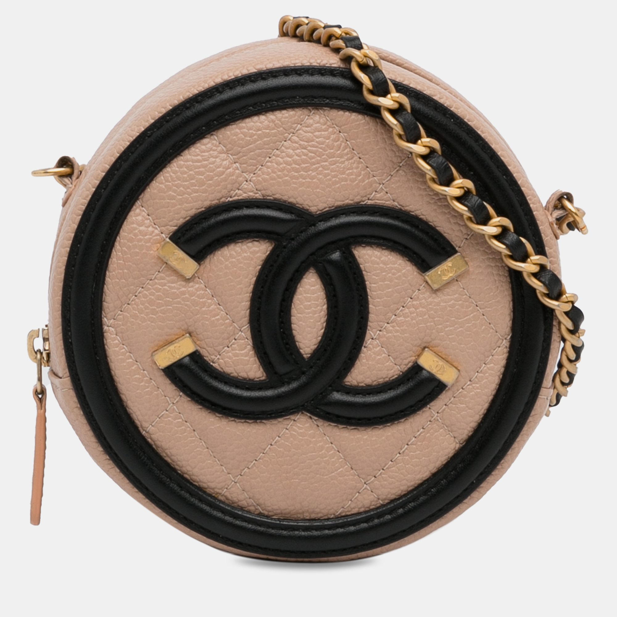 

Chanel Caviar CC Filigree Round Crossbody, Beige