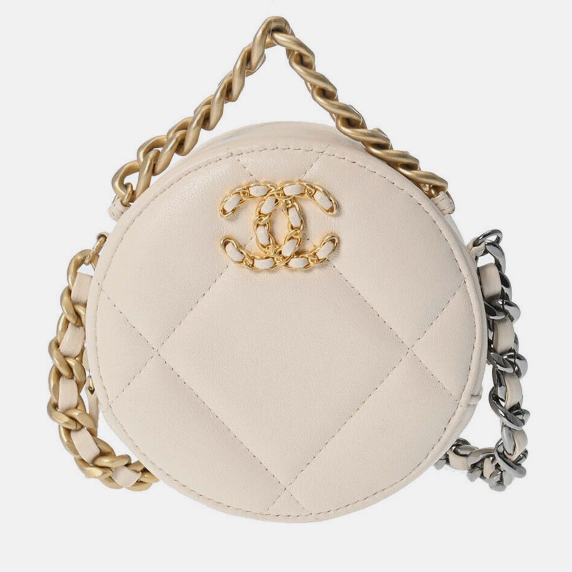 

Chanel Beige Leather 19 Round Clutch w/ Chain