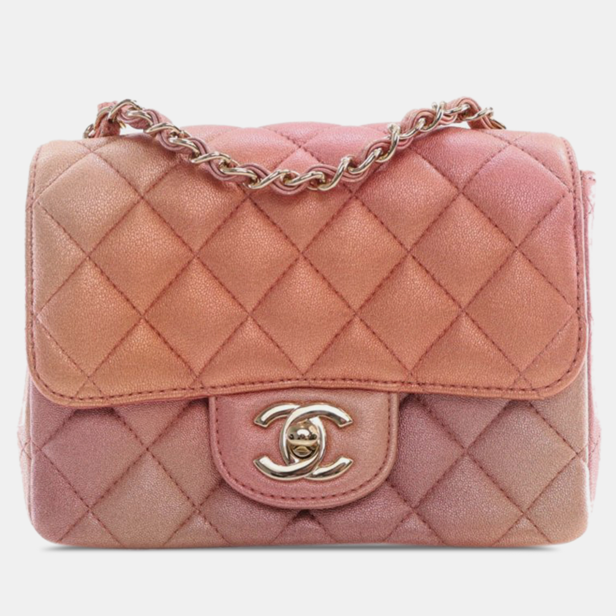 

Chanel Mini Square Ombre Iridescent Lambskin Flap, Pink