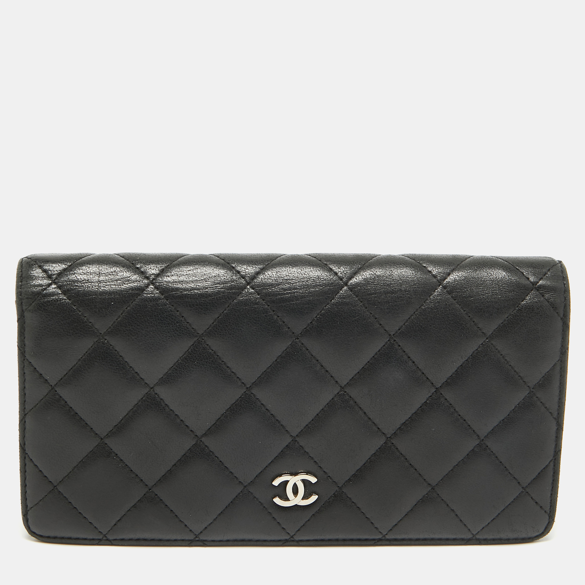 

Chanel Black Quilted Leather CC  Yen Continental Wallet