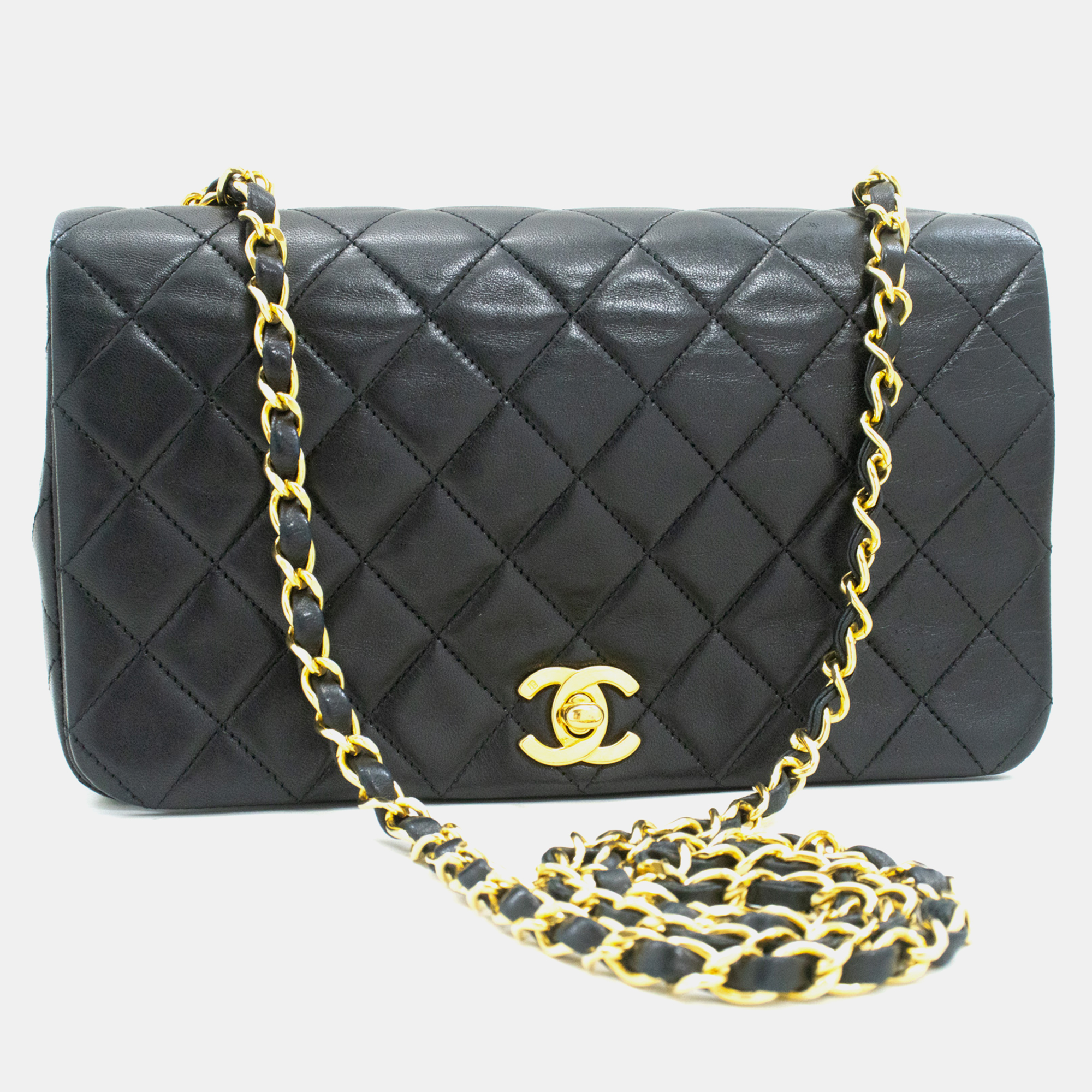 

Chanel Black Quilted Lambskin Leather Full Single Flap Bag