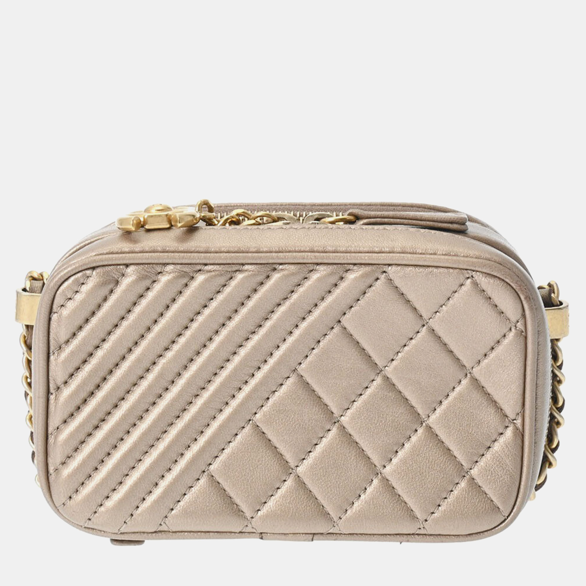 

Chanel Gold Quilted Leather Small Coco Boy Camera Case Shoulder Bag