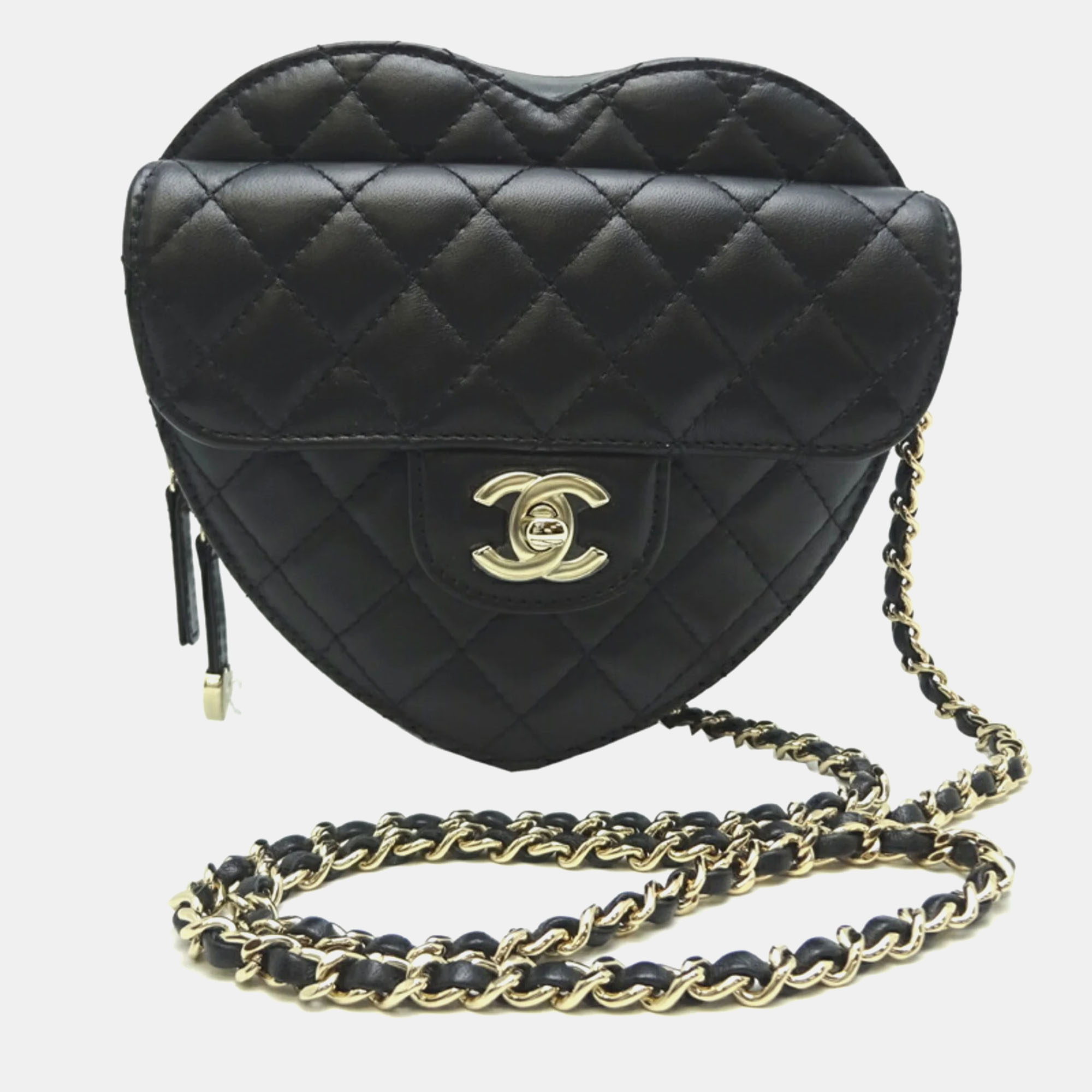 

Chanel Black Leather CC In Love Heart Shoulder Bag