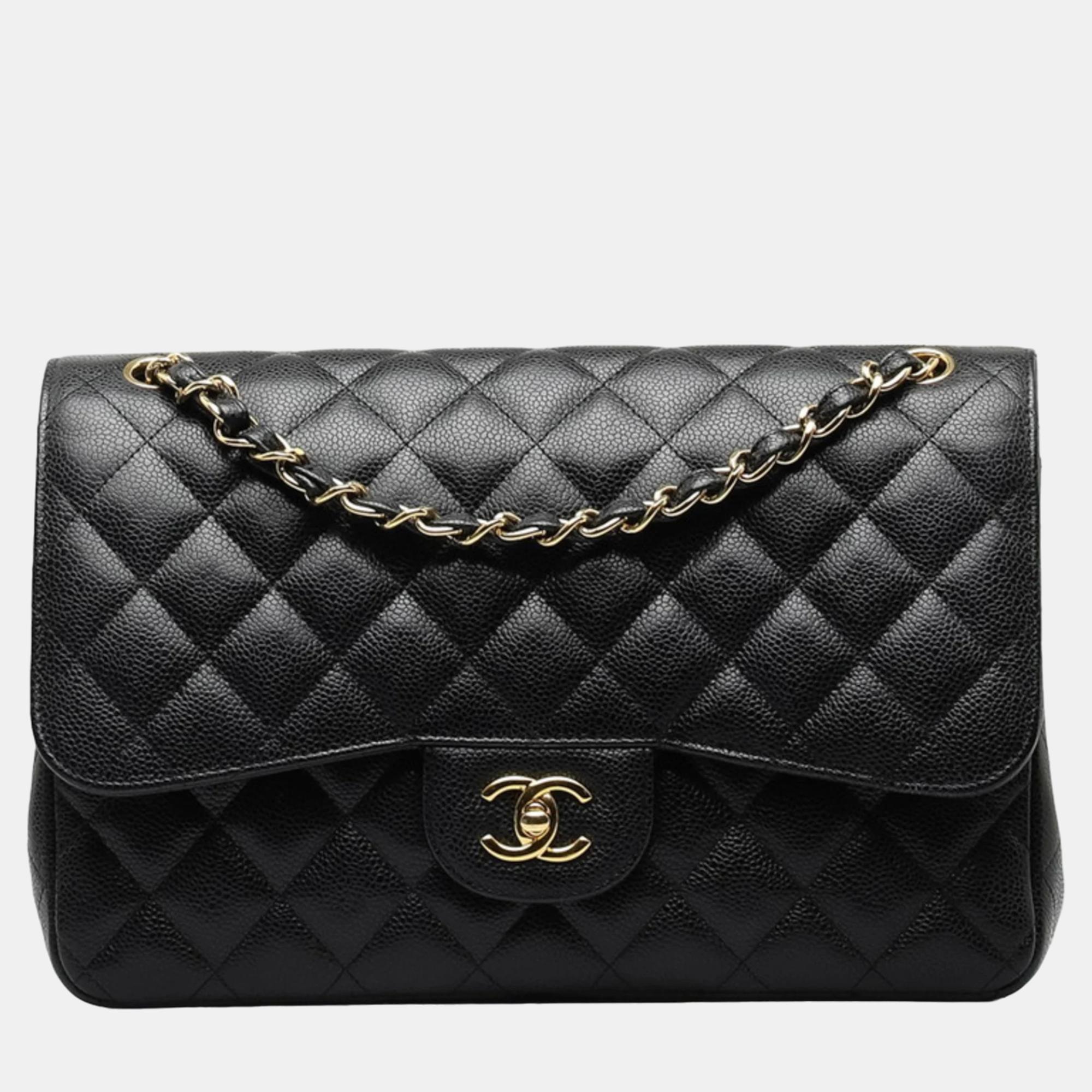 

Chanel Black Caviar Leather Jumbo Classic Double Flap Bag