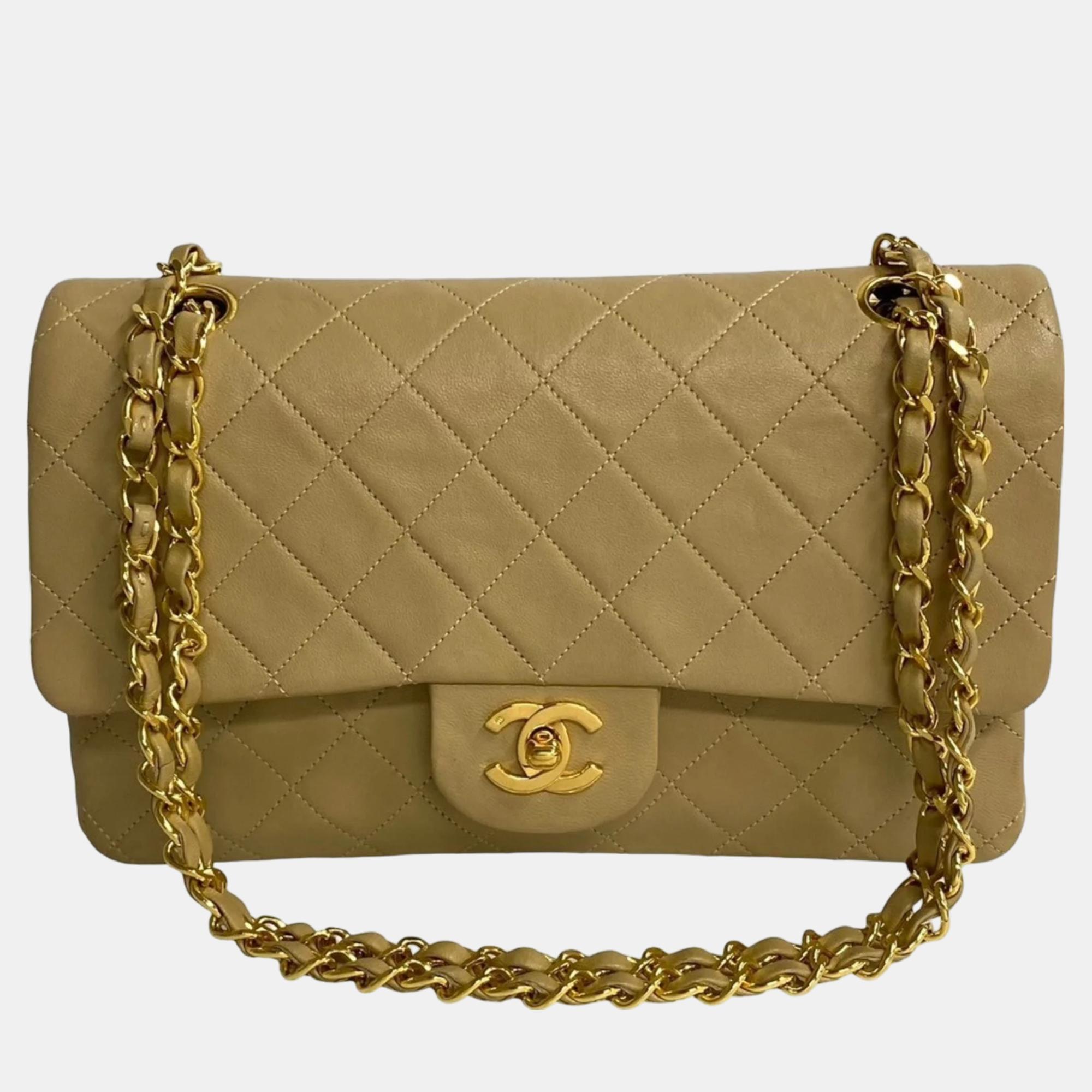 

Chanel Beige Leather Medium Classic Double Flap Bag