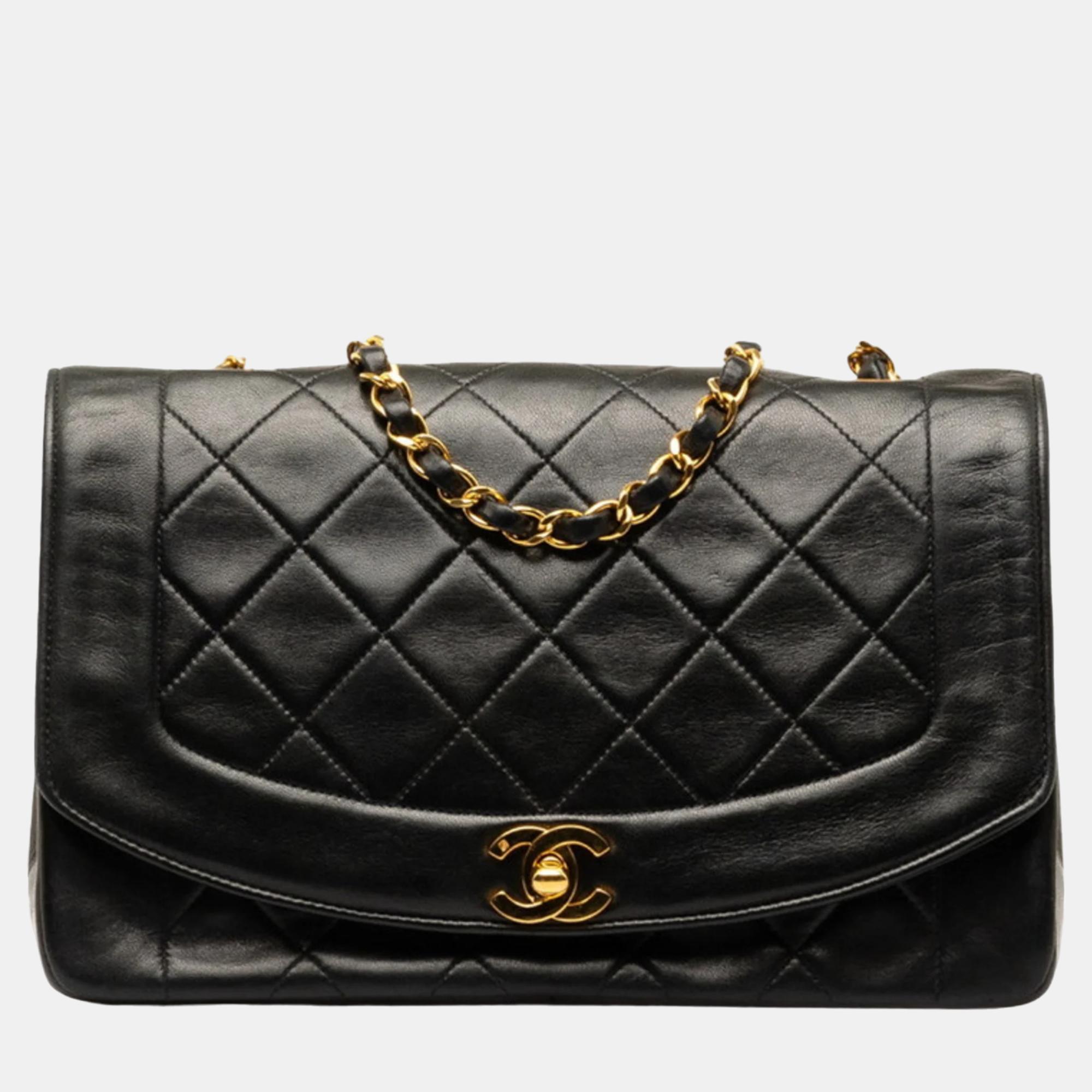 

Chanel Black Leather Diana Flap Bag