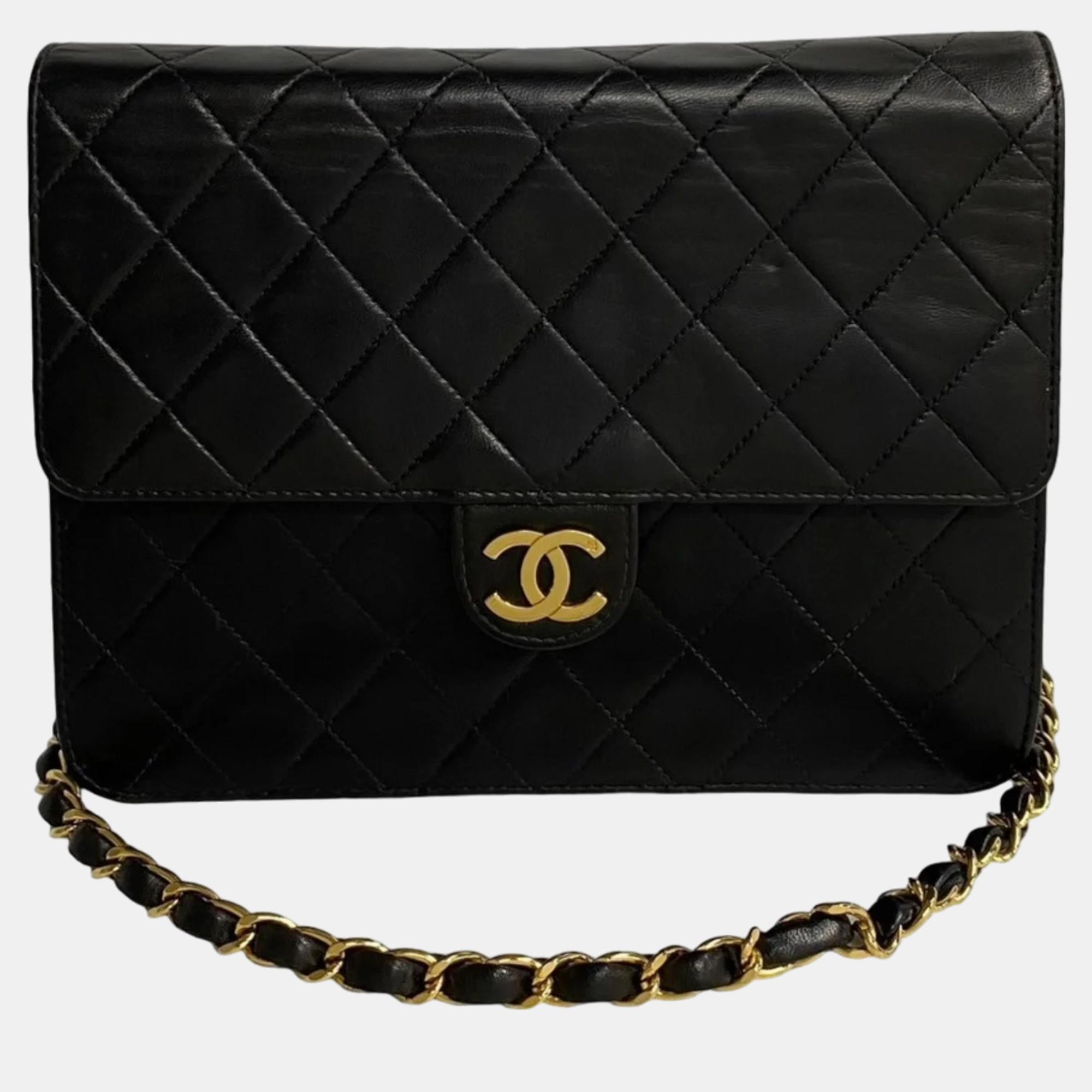 

Chanel Black Leather Square Flap Bag