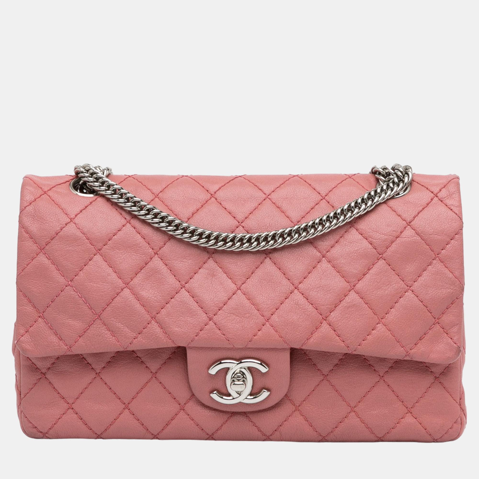 

Chanel Pink Medium Classic Washed Lambskin Bijoux Chain Double Flap
