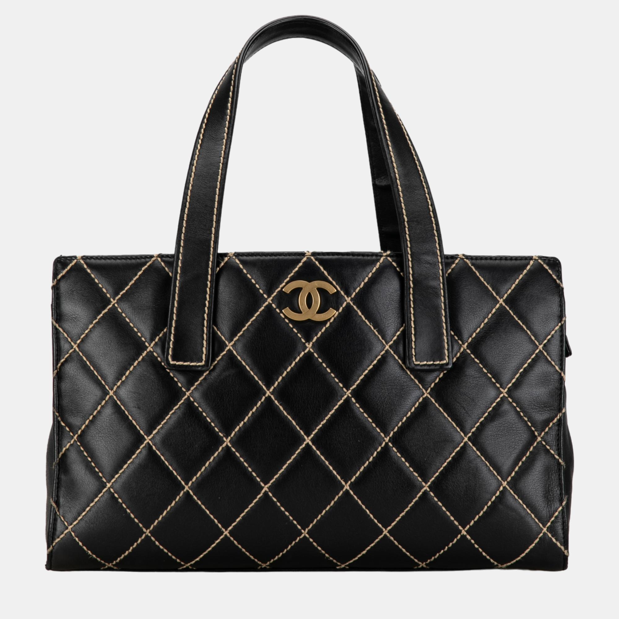 

Chanel Black CC Wild Stitch Calfskin Tote