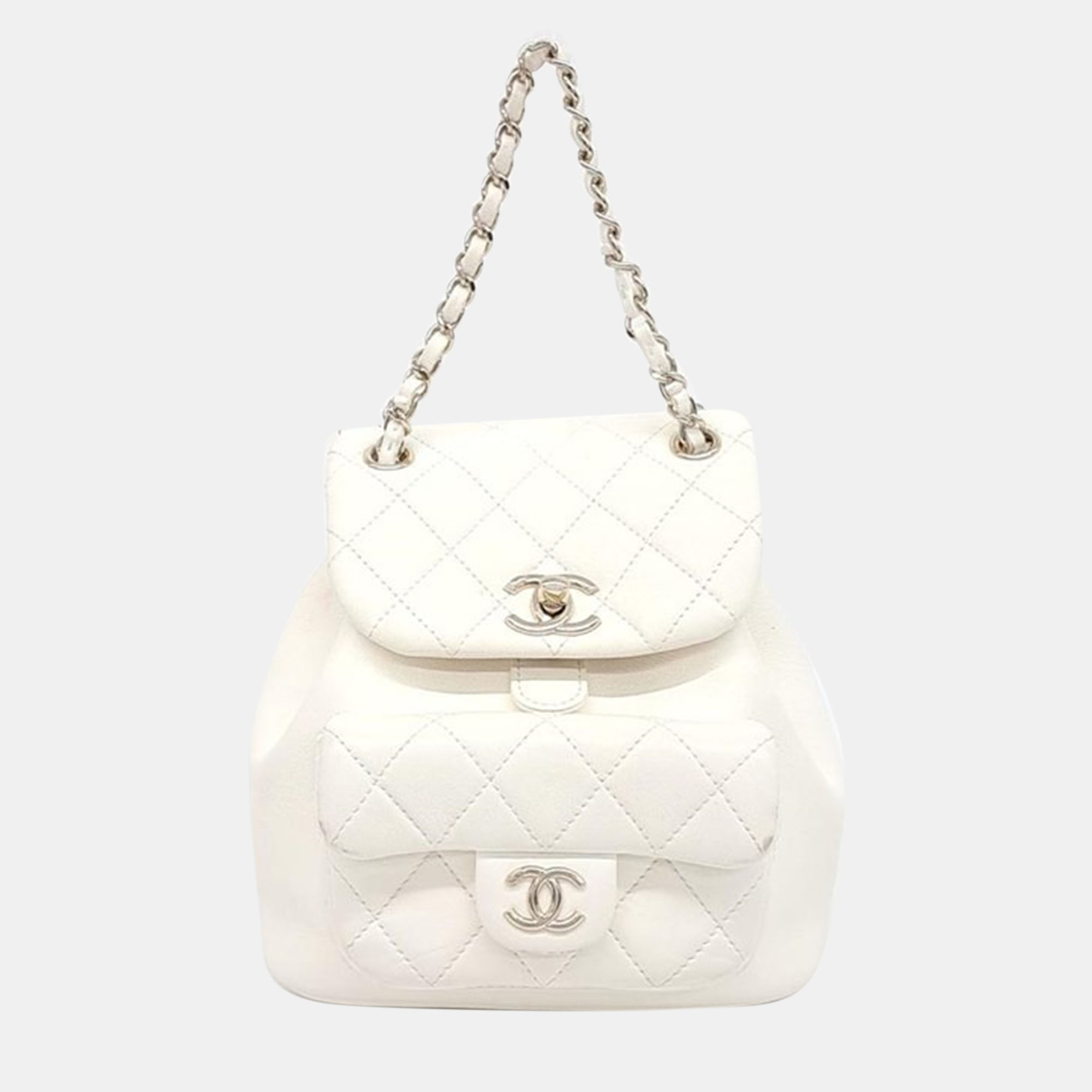 Pre-owned Chanel Duma Backpack In White