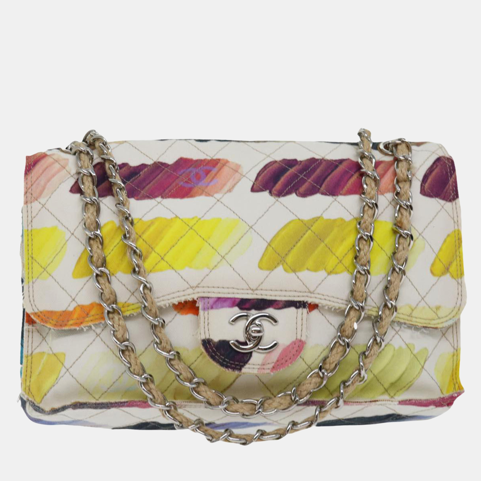 

Chanel Rainbow Watercolor Quilted Canvas Jumbo Colorama Flap Bag, Multicolor