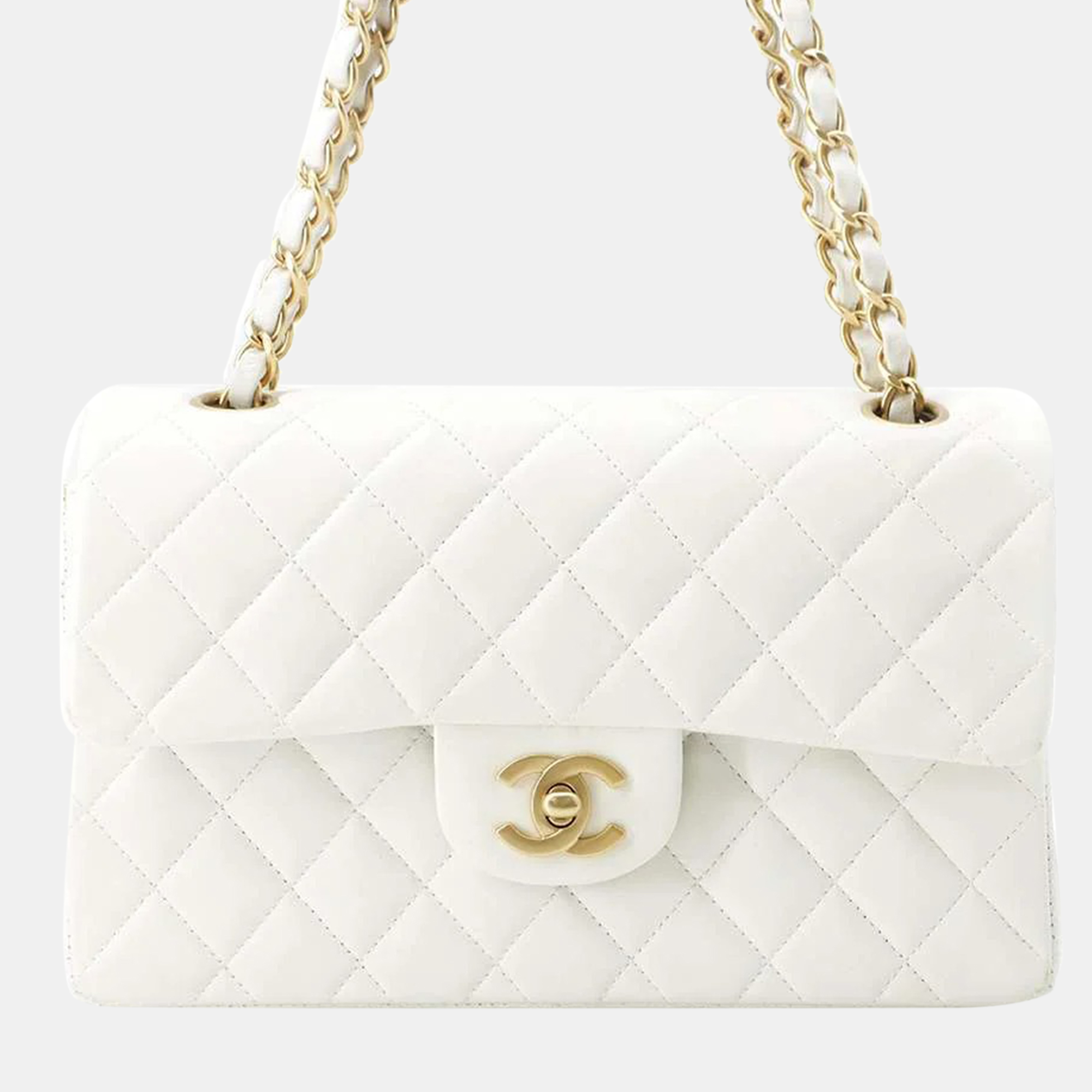 

Chanel White Lambskin Leather  Classic Double Flap Bag
