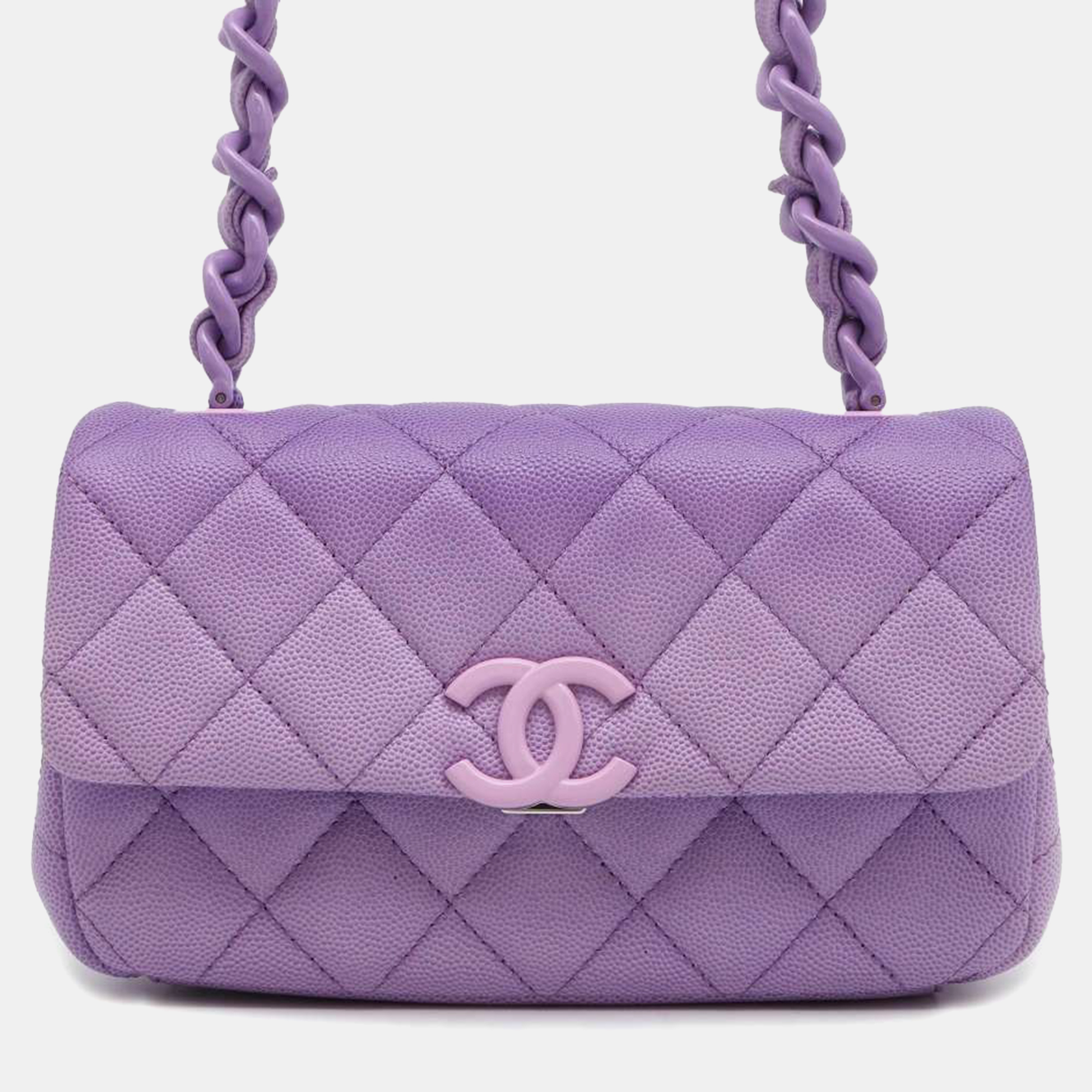 Pre-owned Chanel Purple Leather Rectangular Mini Flap Bag