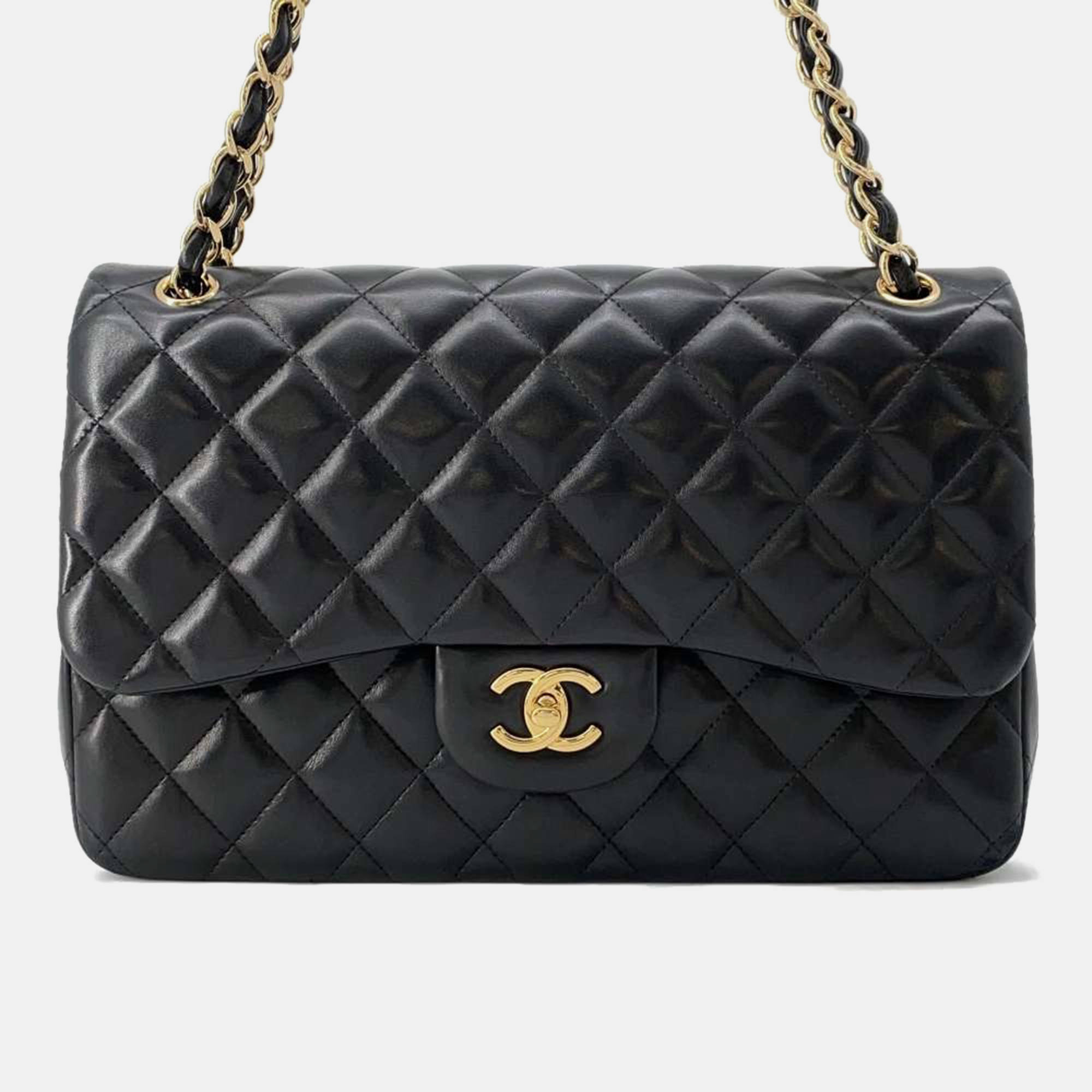 

Chanel Black Lambskin Leather Jumbo Classic Double Flap Bag