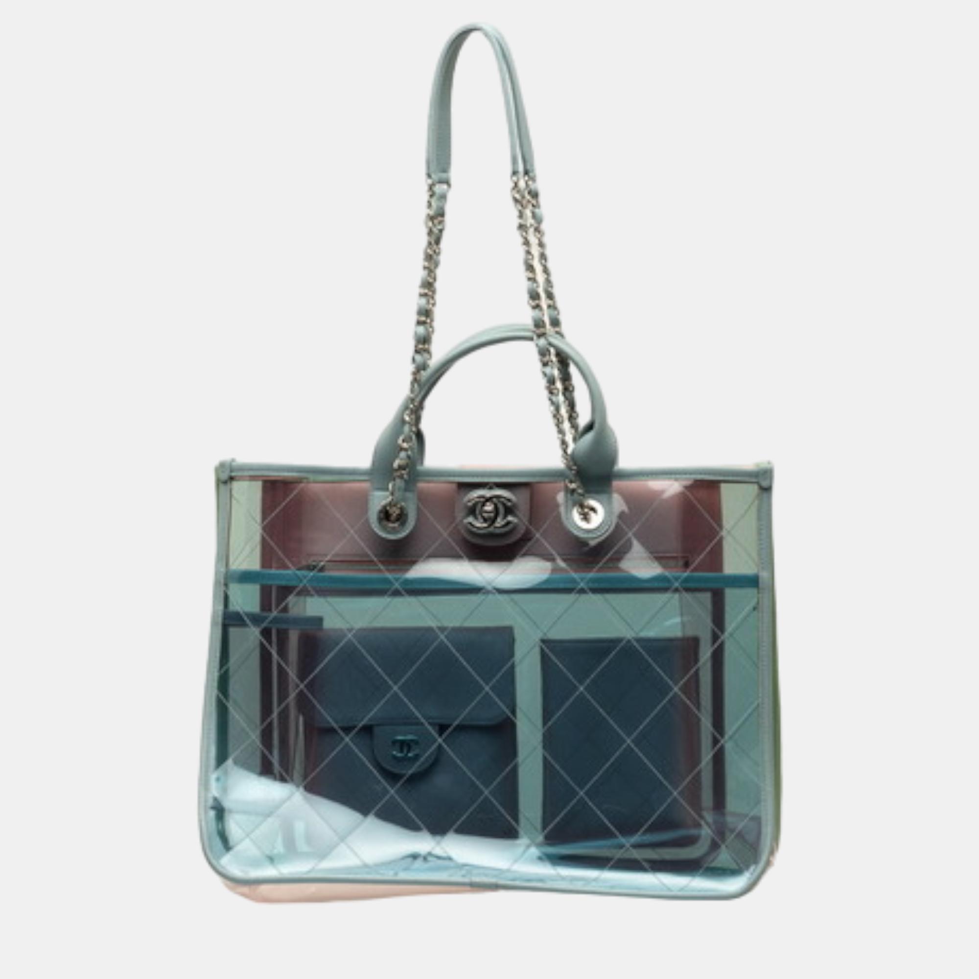 

Chanel Transparent Leather, PVC  Coco Splash Tote Bag, Blue